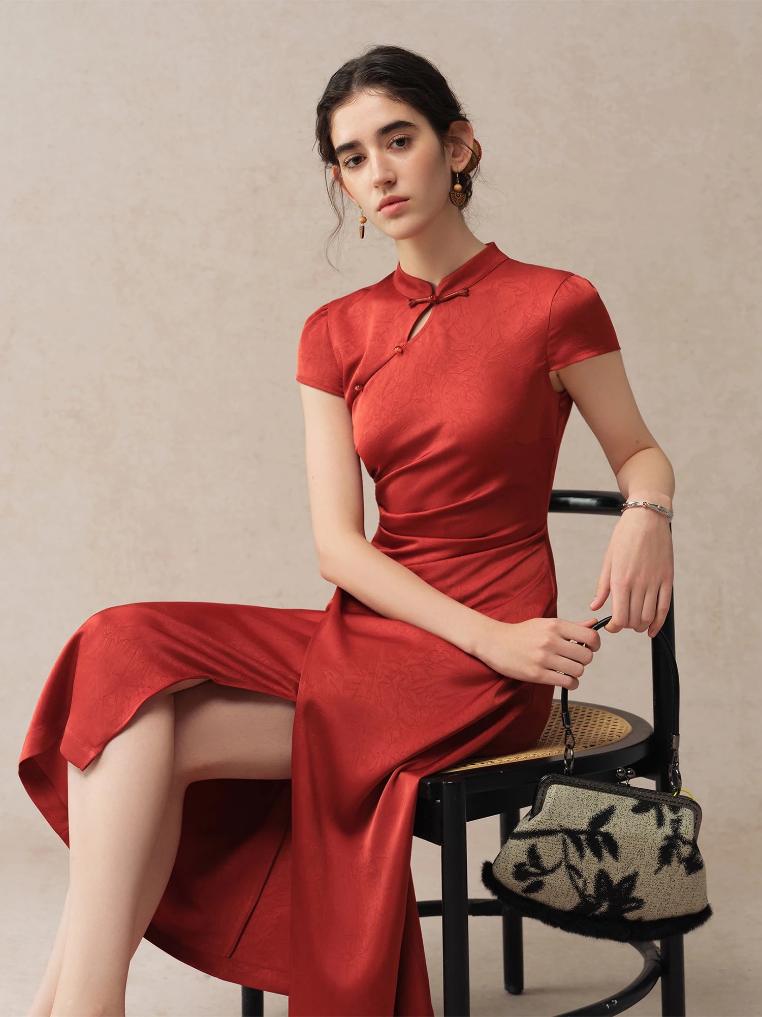 Stand Collar A-Line Mid-Calf Fashionable Summer Dress
