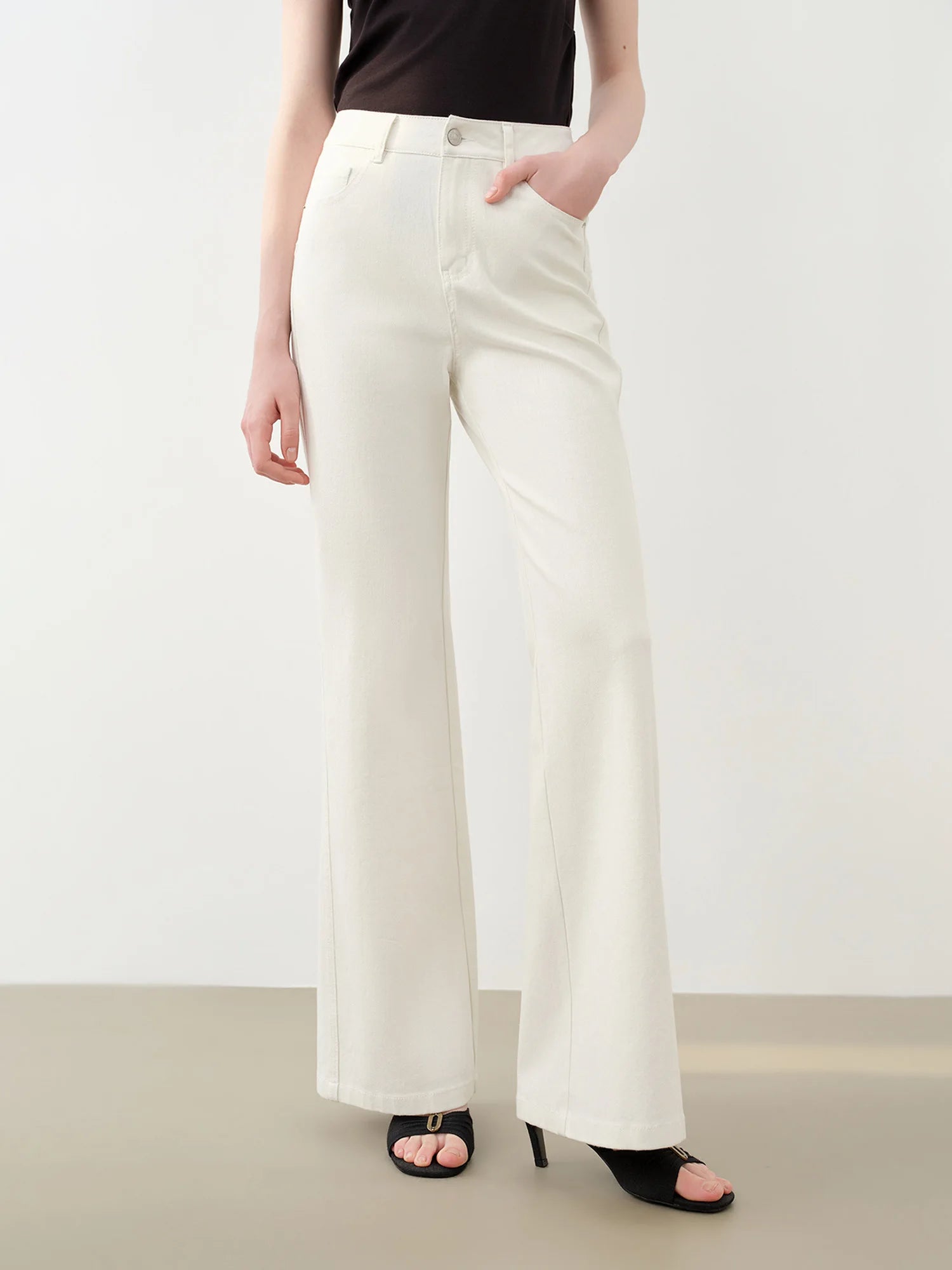 High-Waist Flare Denim Jeans with High Stretch Fit