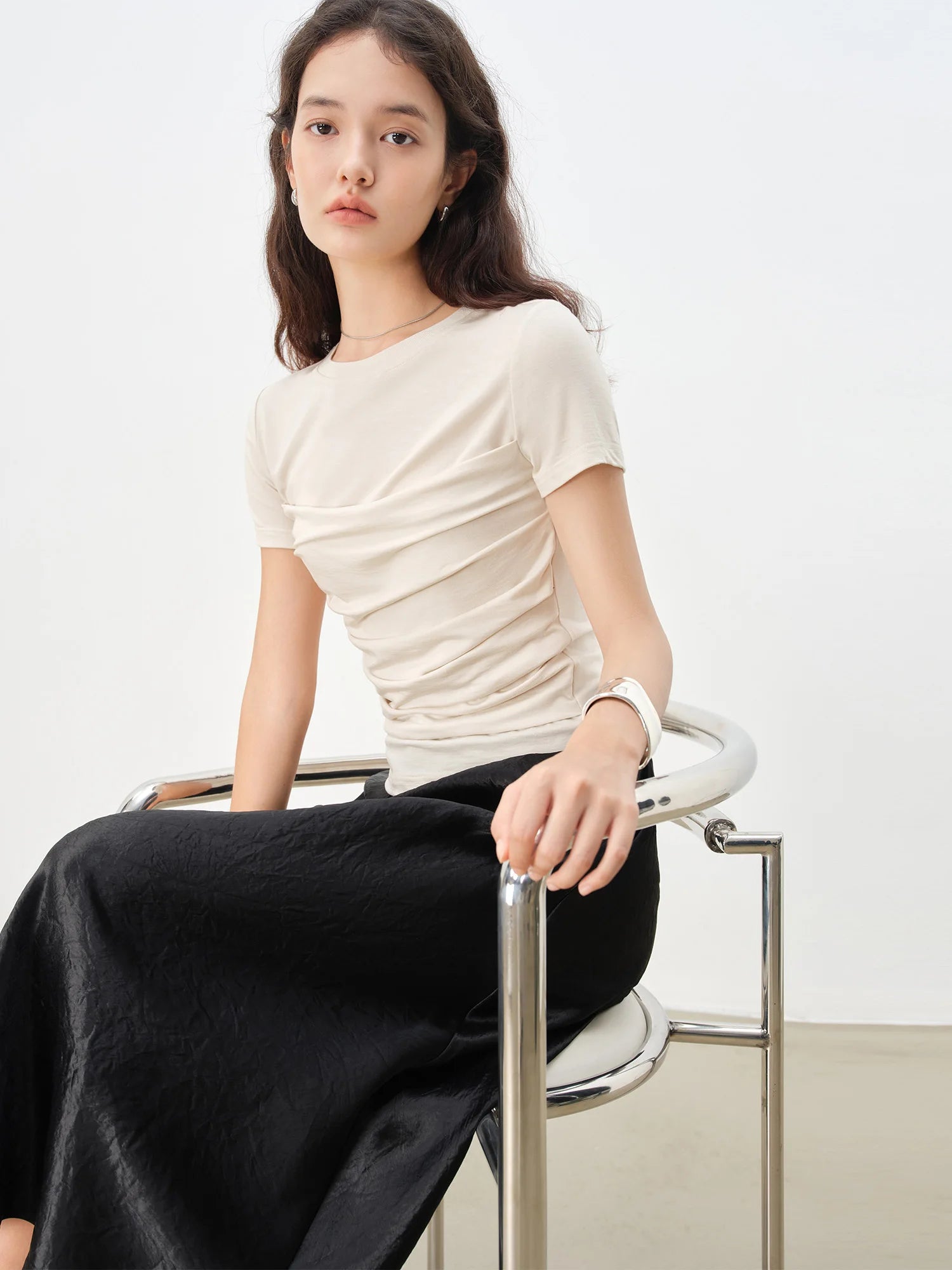 Lyocell Short Sleeve Basic Tee – Women’s Casual Office Top
