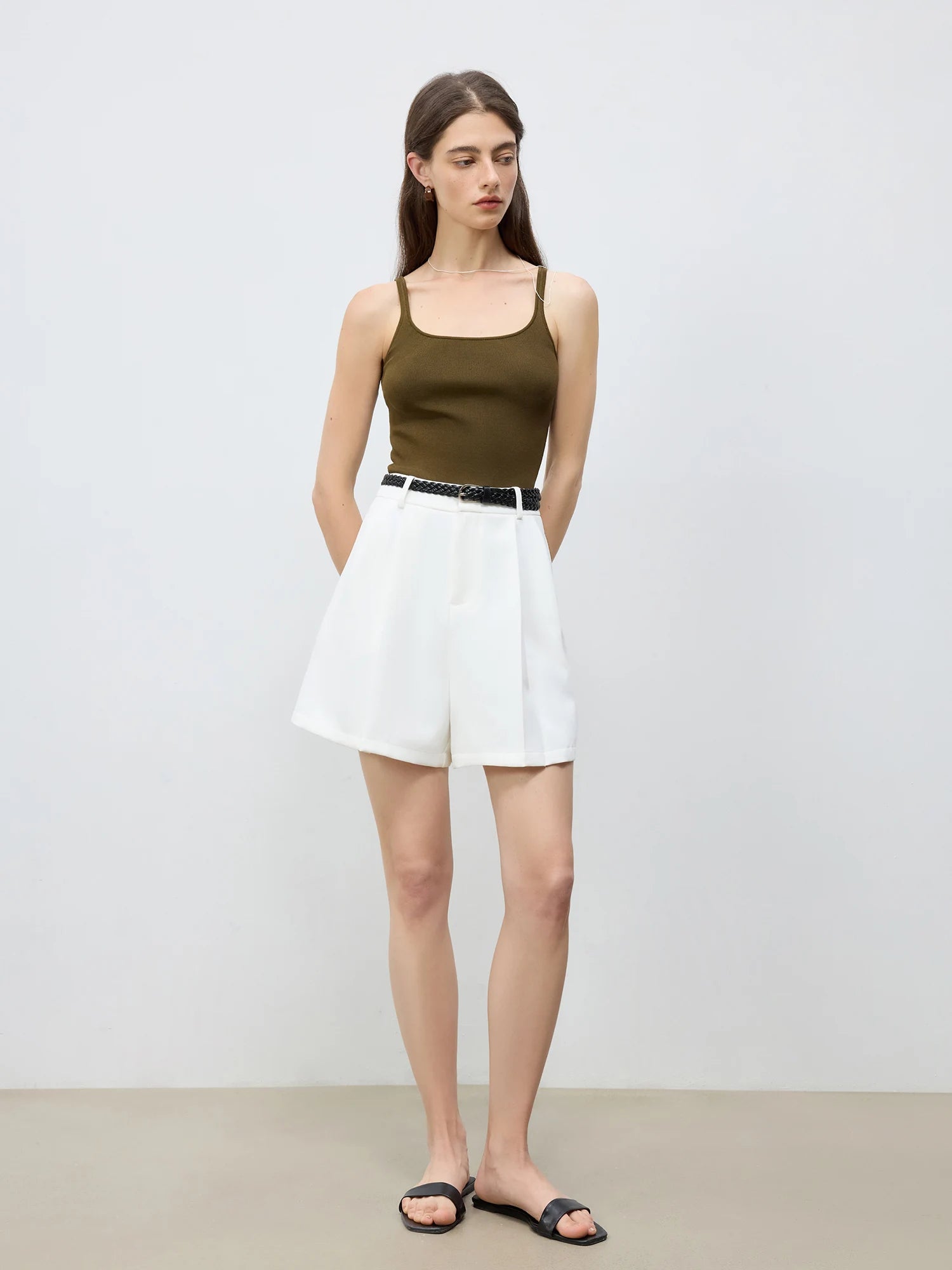High-Waist Tailored Office Shorts