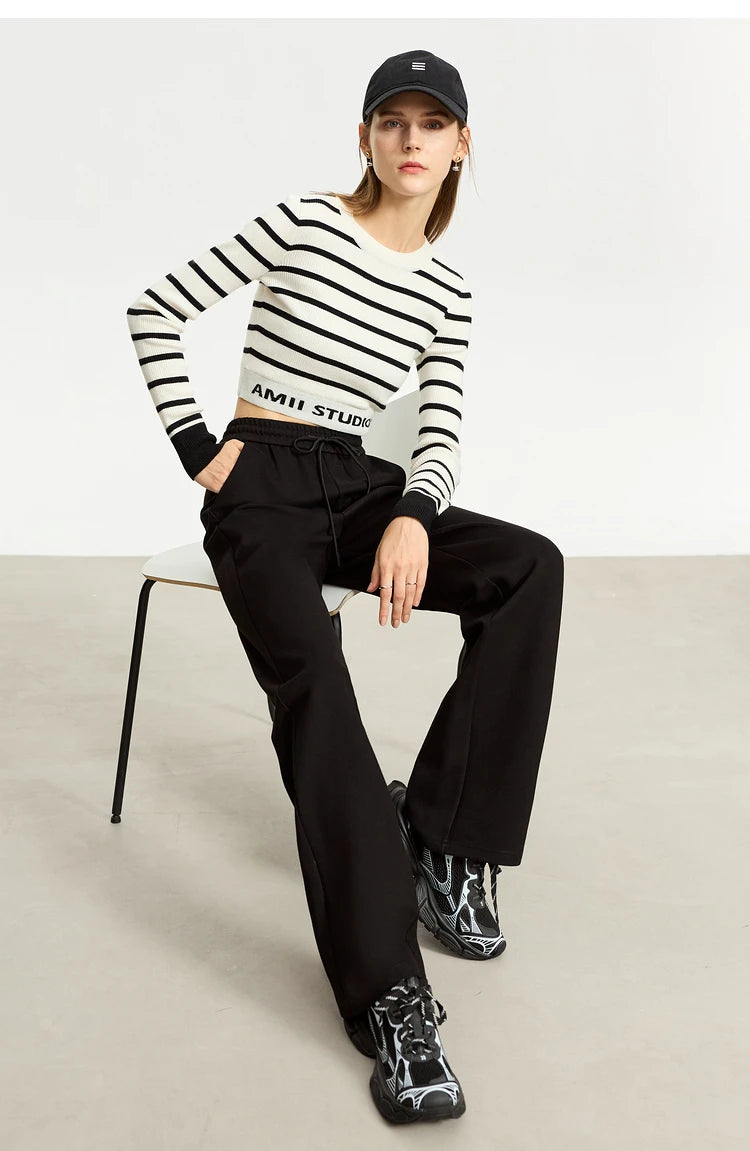 Wide Leg Pleated Drawstring Casual Pants