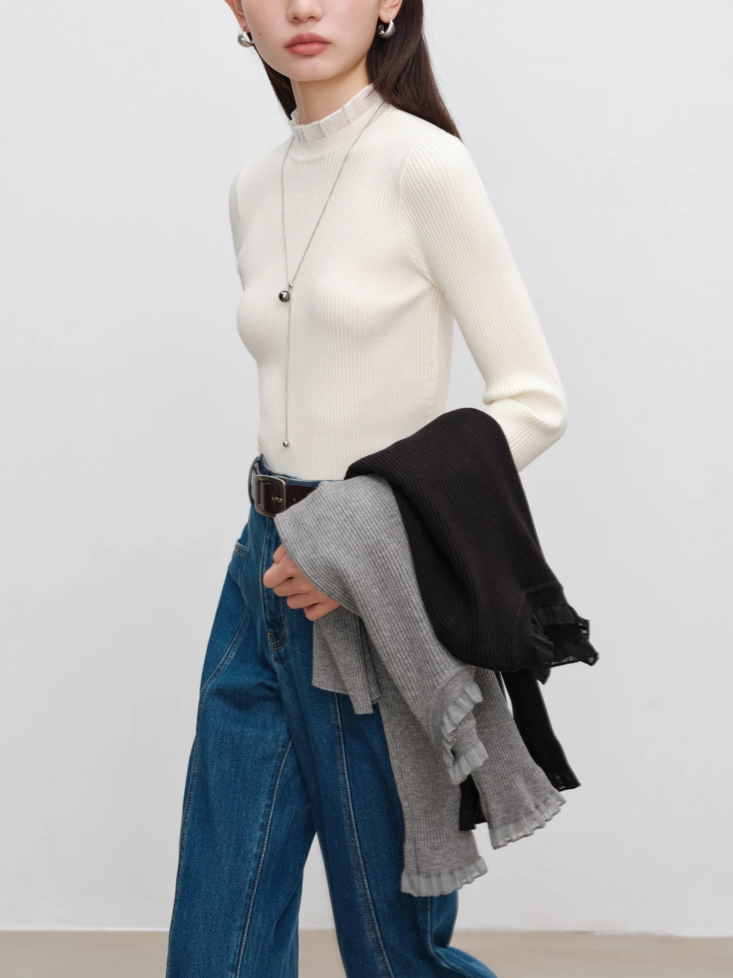 Elegant Slim Fit Mock Neck Office Sweater – Autumn/Winter Essential Knit