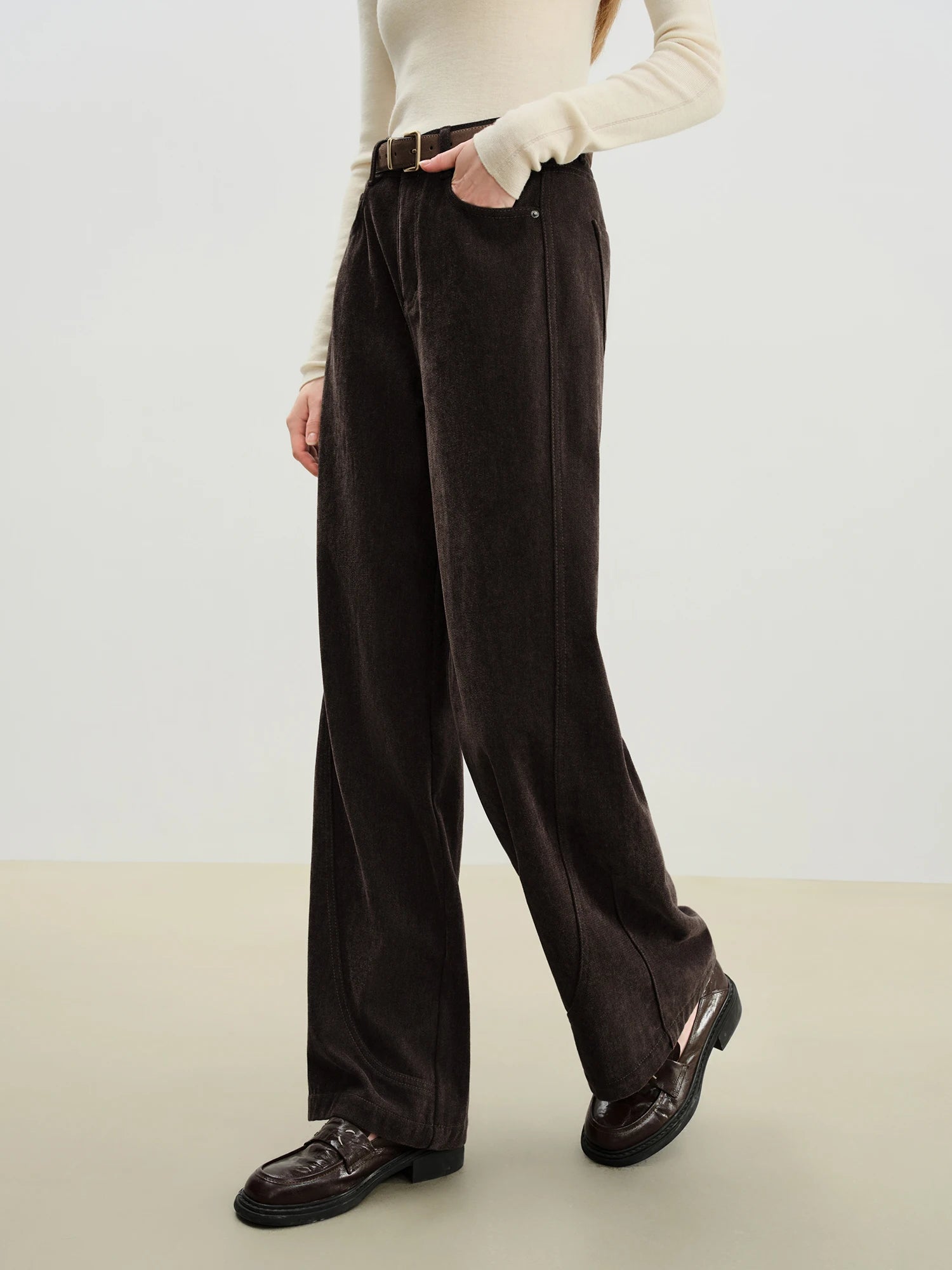 High-Waist Loose Fit Wide Leg Cotton Blend Jeans