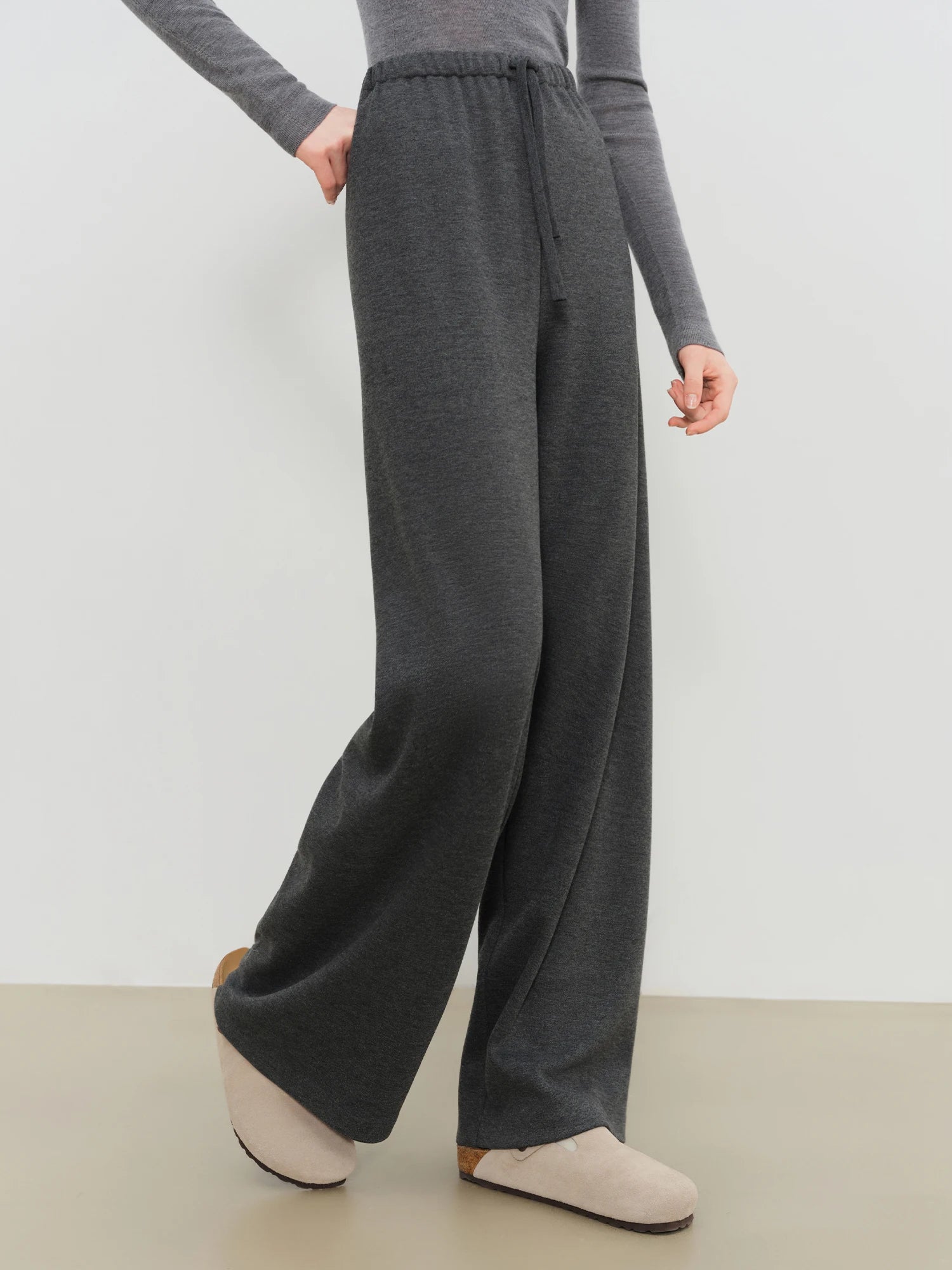 High-Waist Straight Floor-Length Casual Pants