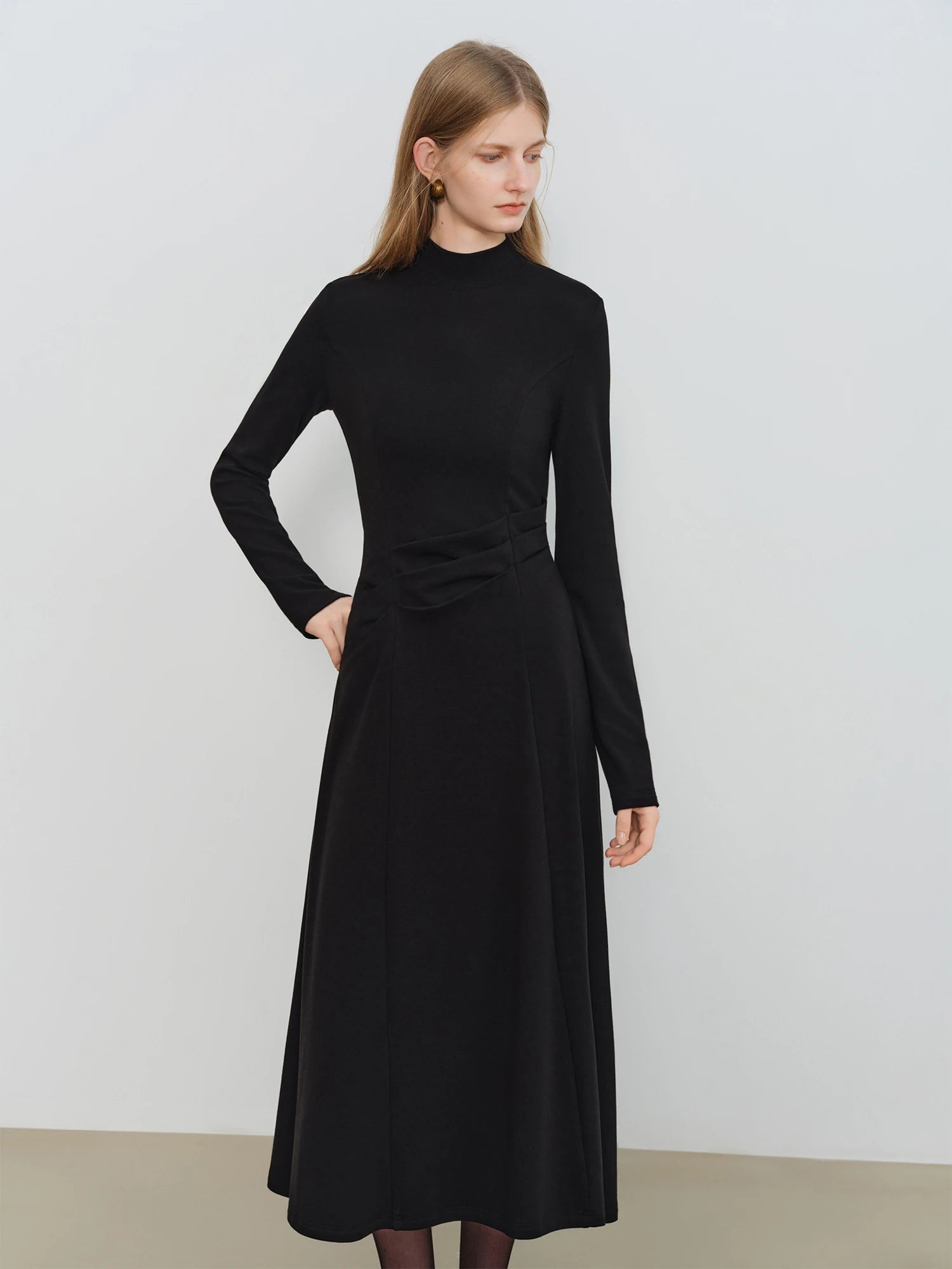 Elegant Slim Fit O-Neck Mid-Calf Pencil Dress