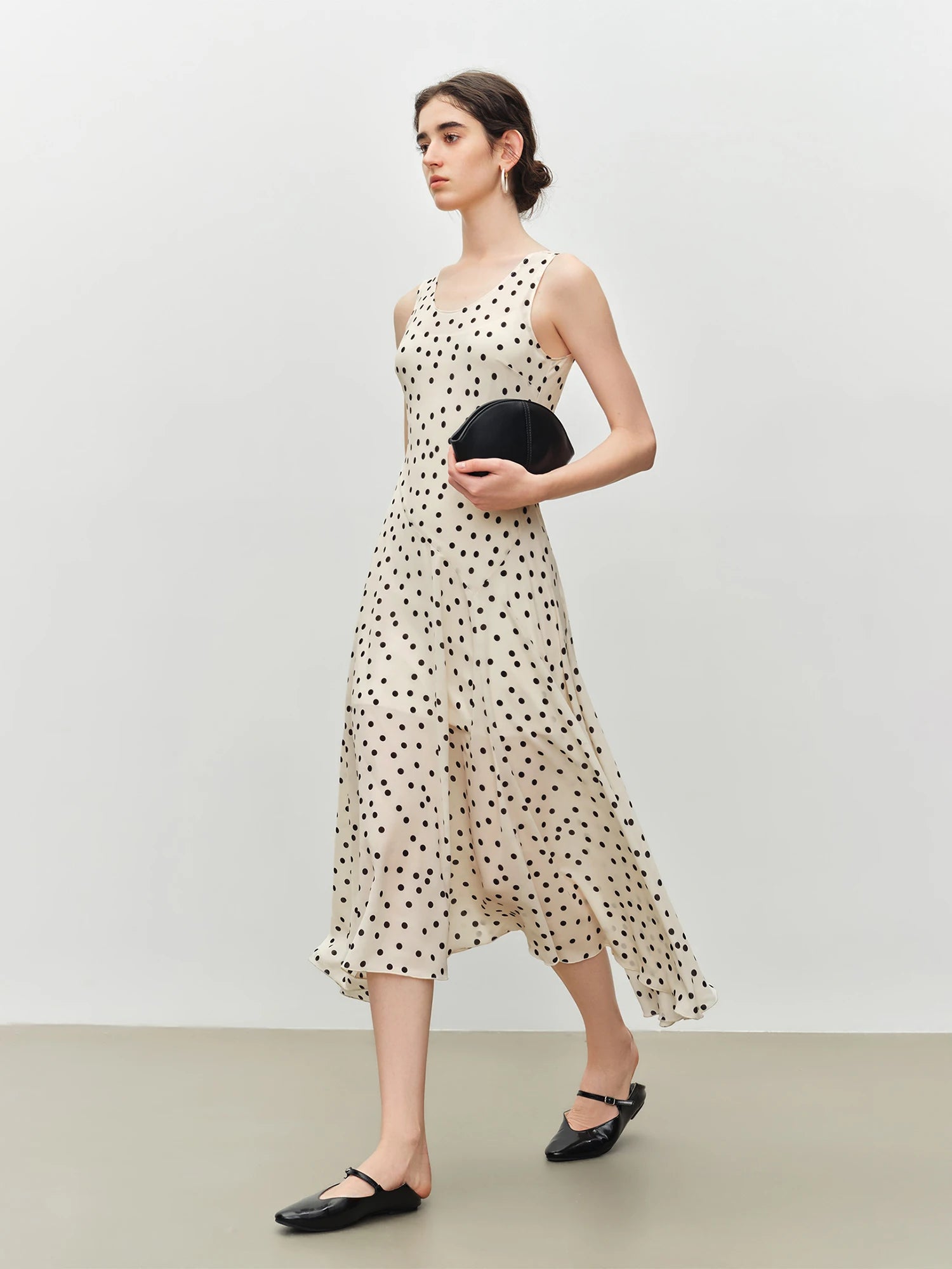 Polka Dot A-Line Midi Dress