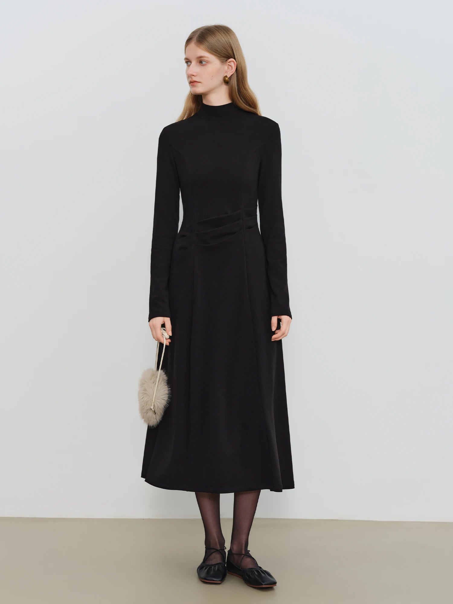 Elegant Slim Fit O-Neck Mid-Calf Pencil Dress