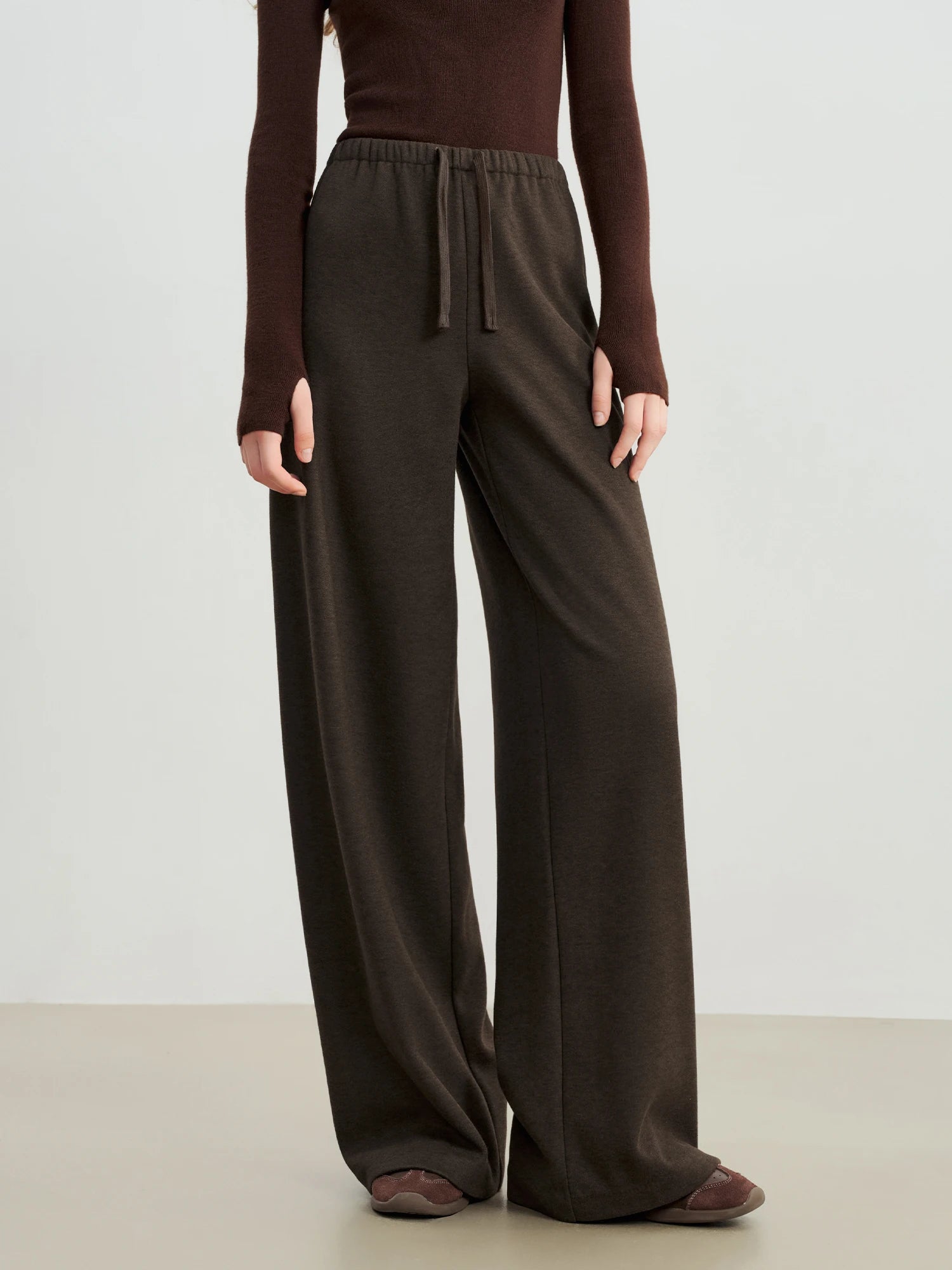 High-Waist Straight Floor-Length Casual Pants