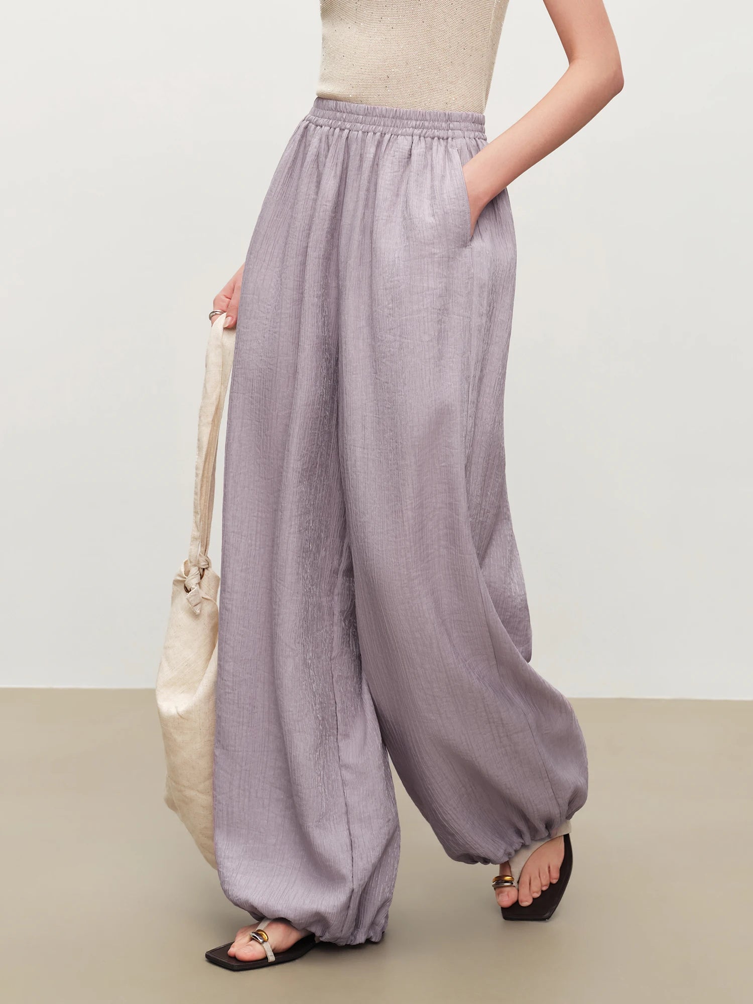 High-Waist Straight Leg Casual Pants with Pockets