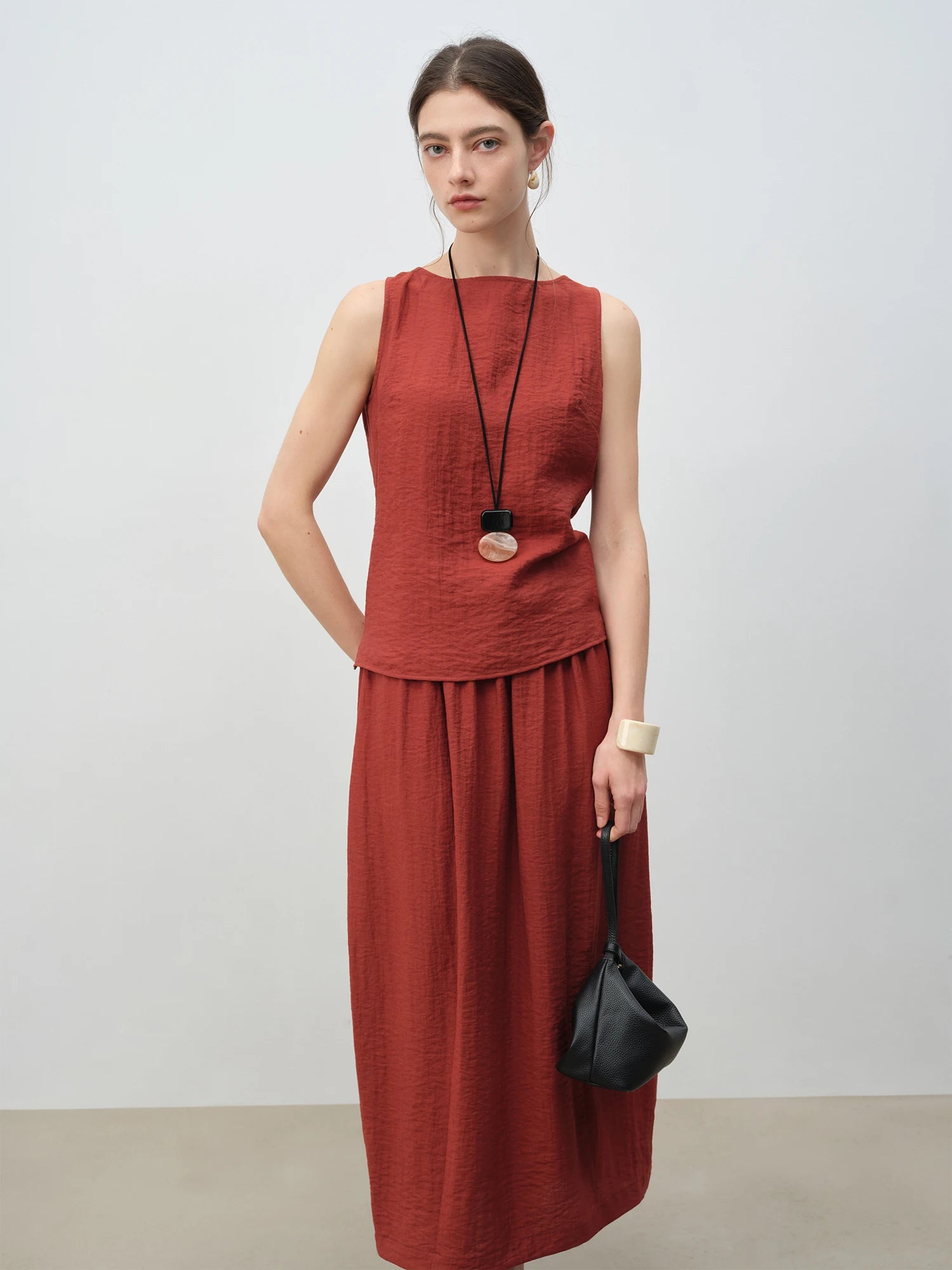 O-Neck Sleeveless A-Line Mid-Calf Casual Summer Set
