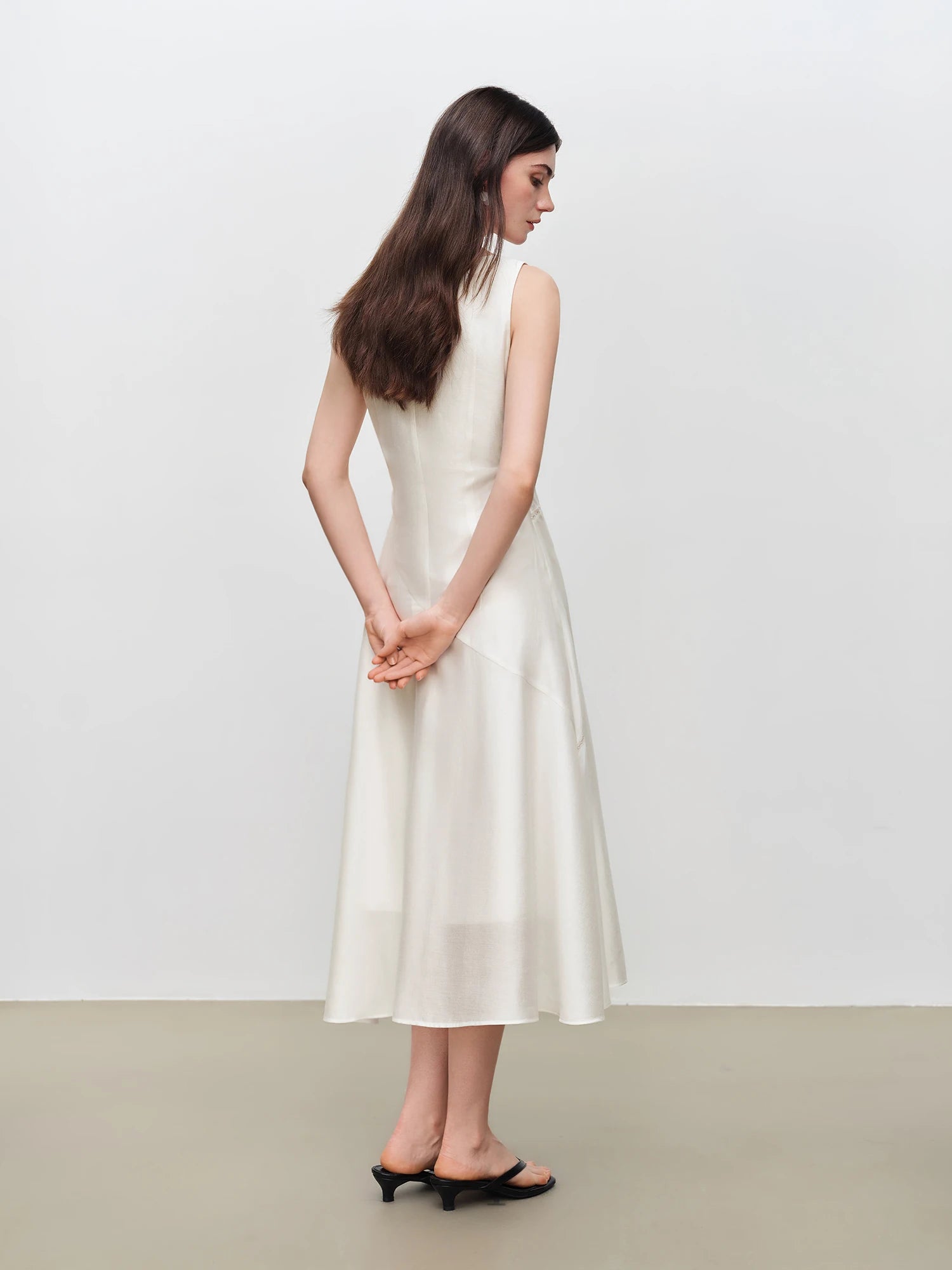 O-Neck Sleeveless A-Line Mid-Calf Classic Pullover Dress
