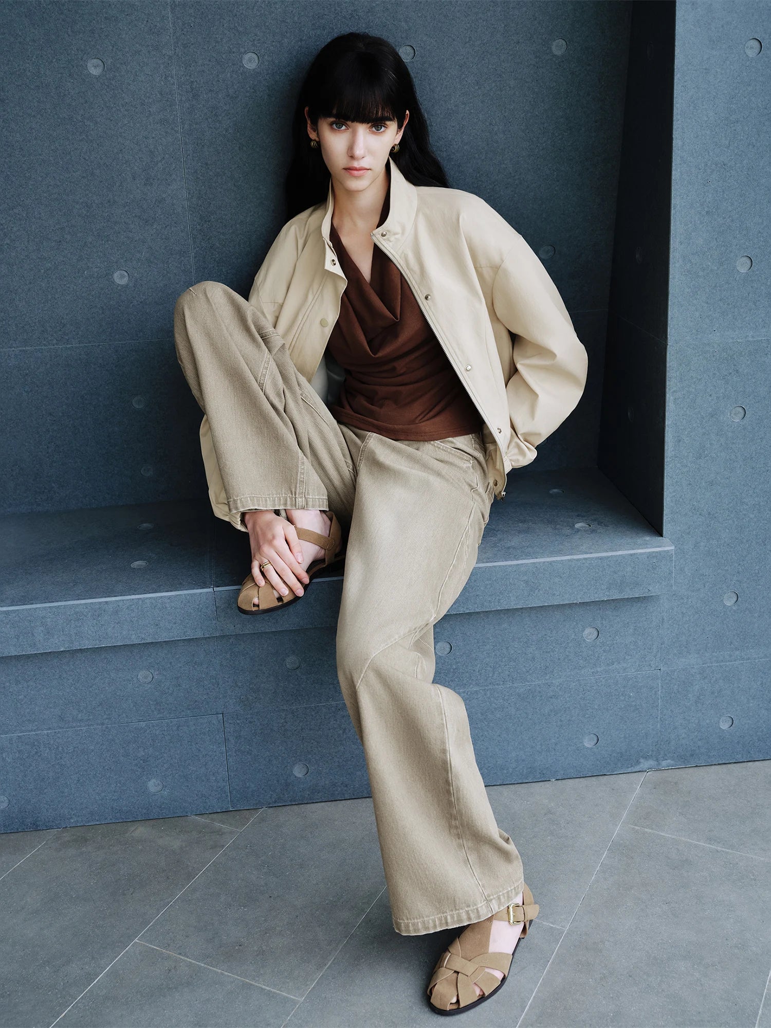 Modern Stand Collar Cotton Blend Jacket