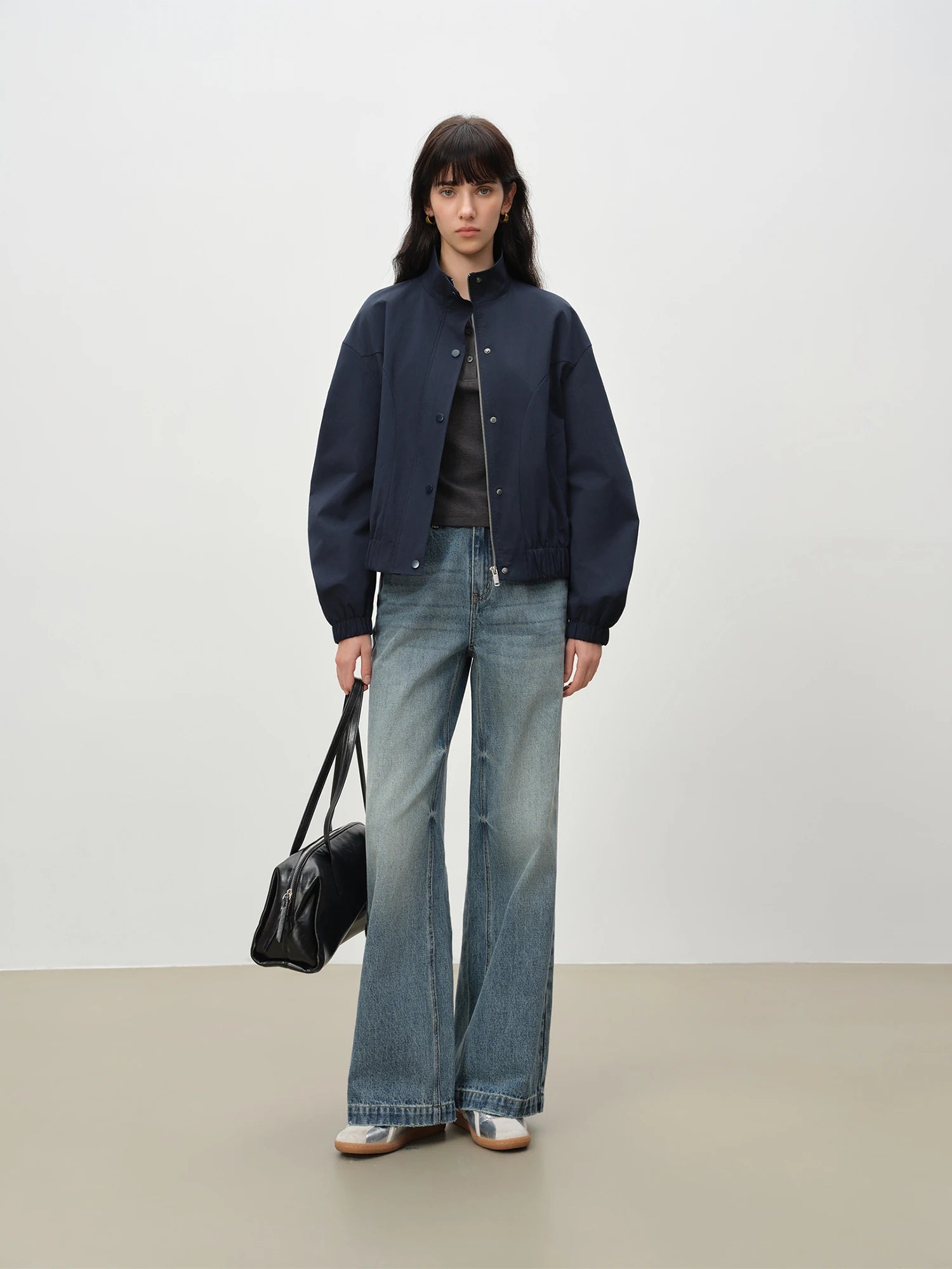 Modern Stand Collar Cotton Blend Jacket