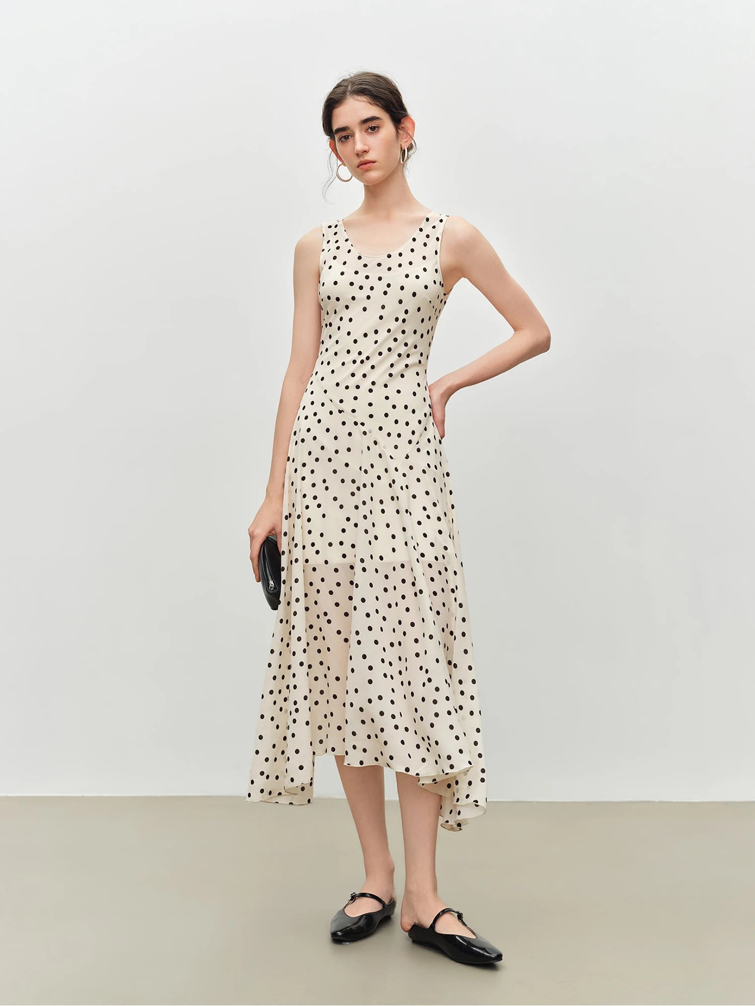 Polka Dot A-Line Midi Dress