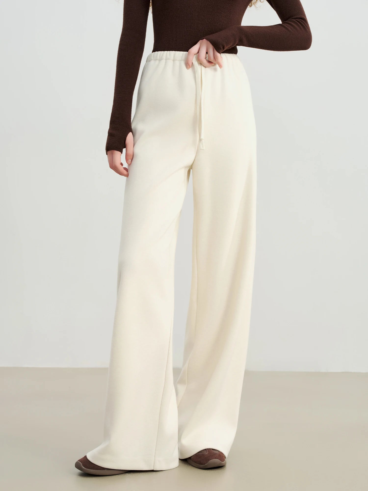 High-Waist Straight Floor-Length Casual Pants