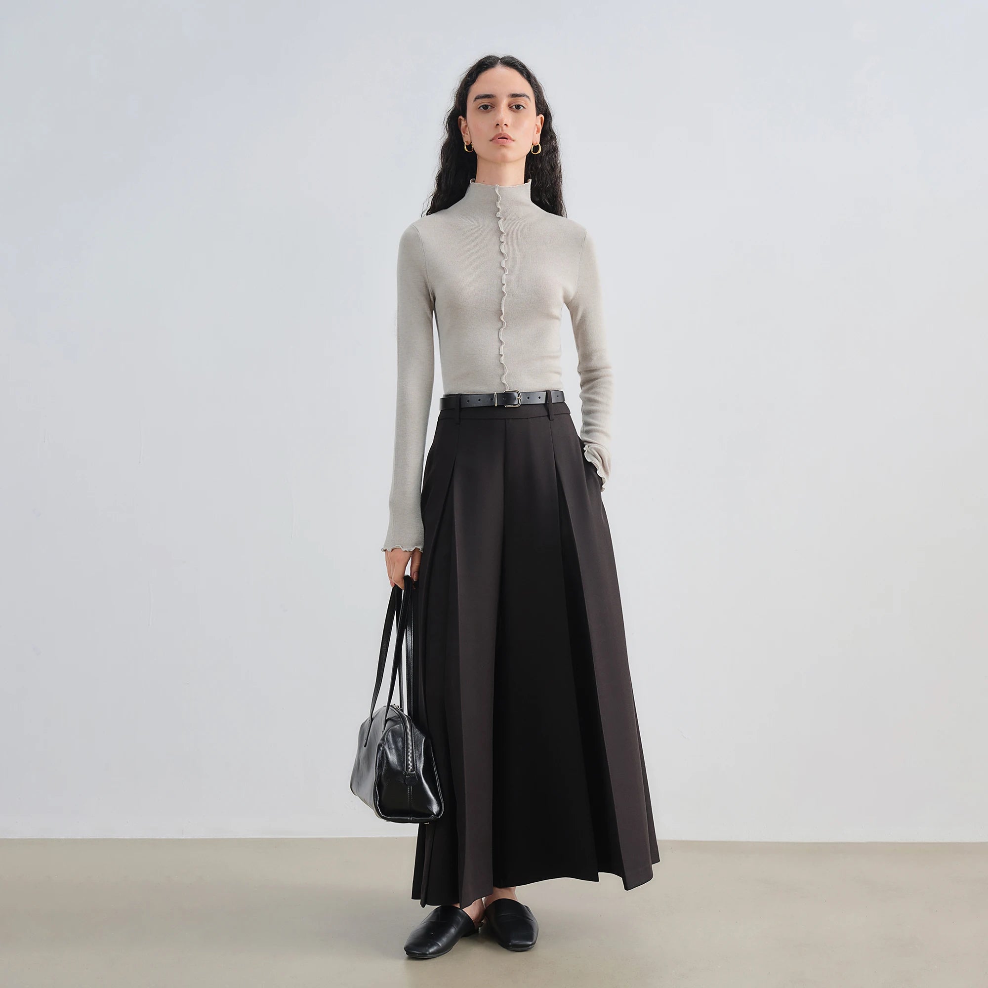 Elegant High-Waist Wide-Leg Skirt Pants