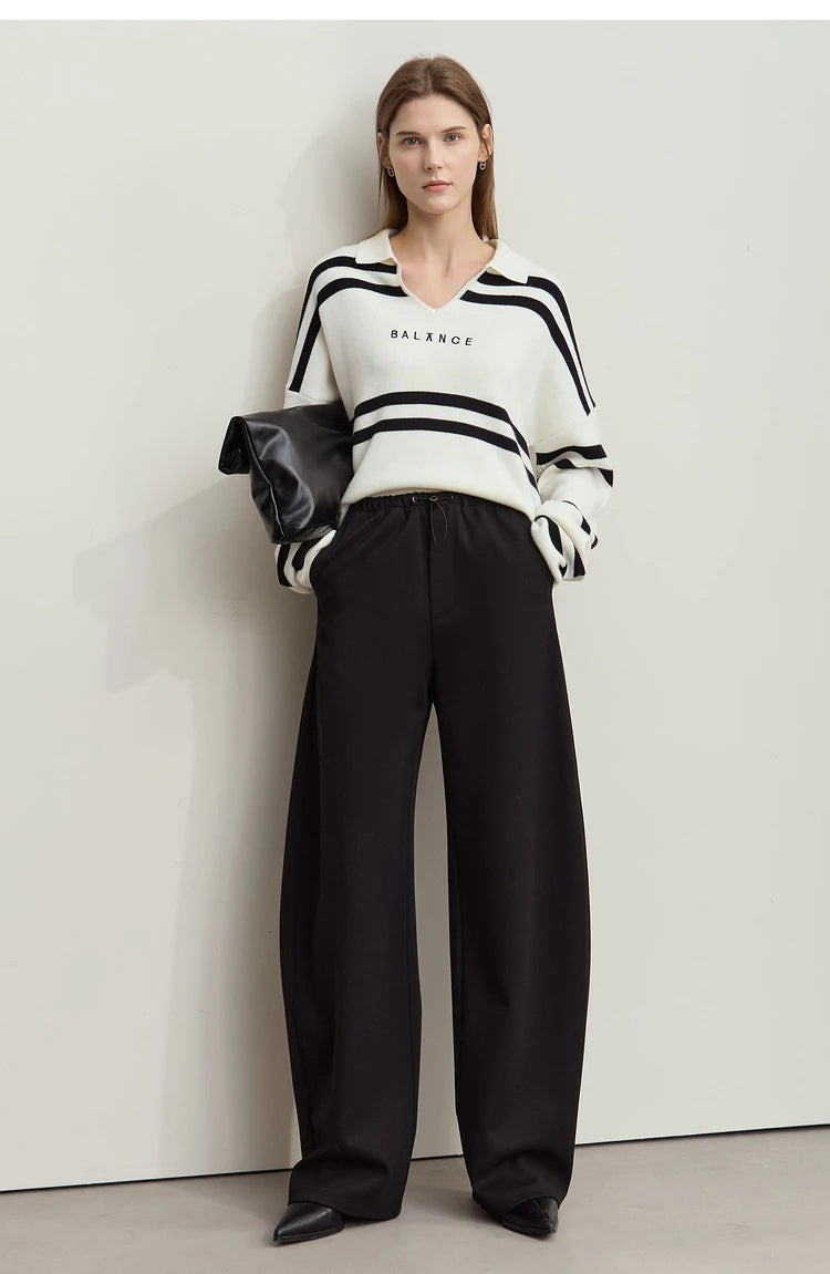 Loose Fit Straight Leg Drawstring Pants