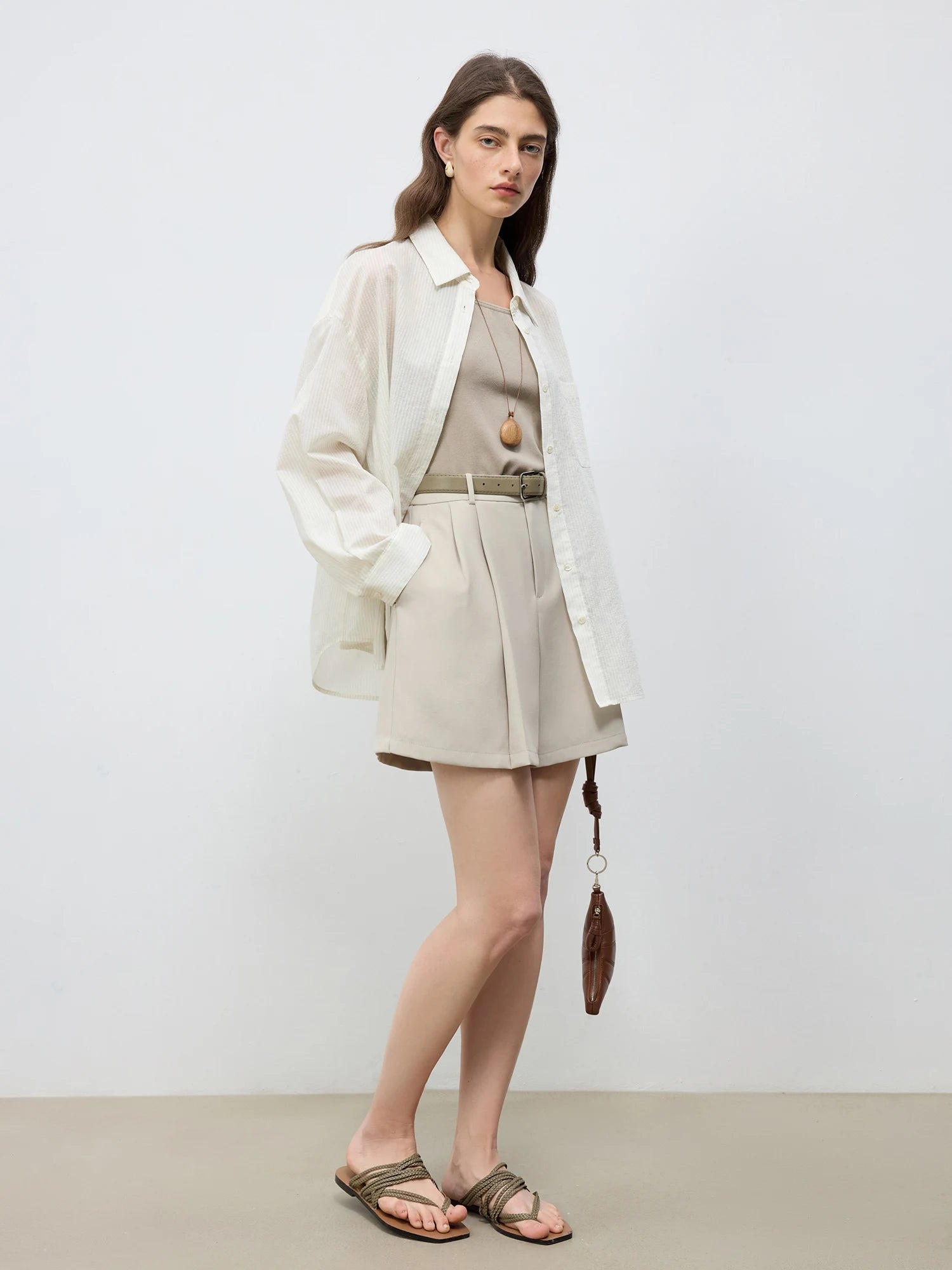 High-Waist Tailored Office Shorts