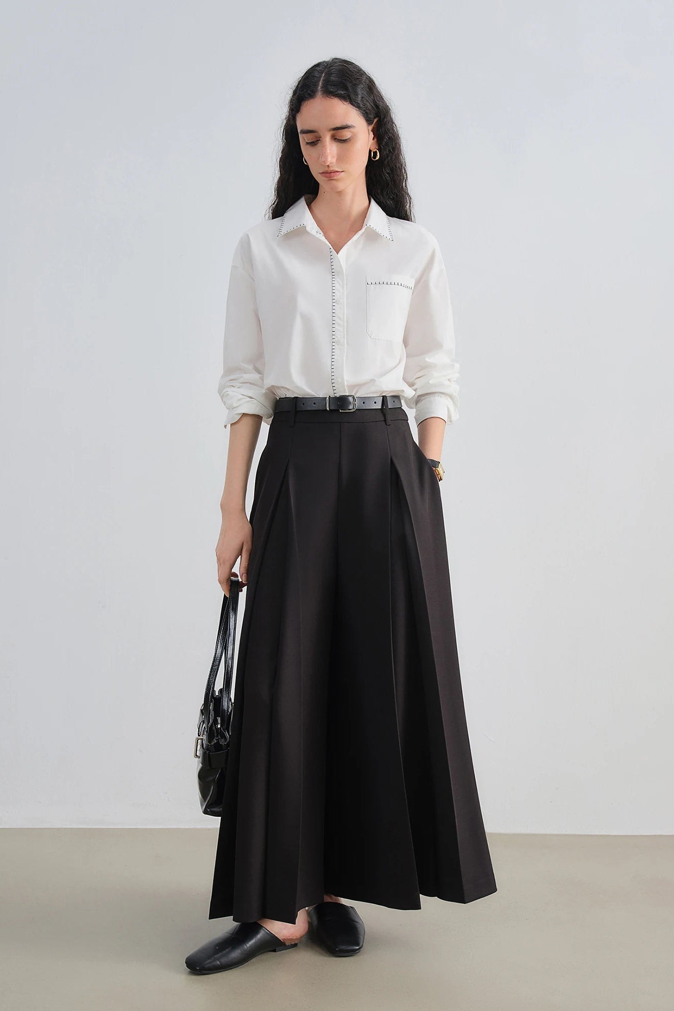 Elegant High-Waist Wide-Leg Skirt Pants
