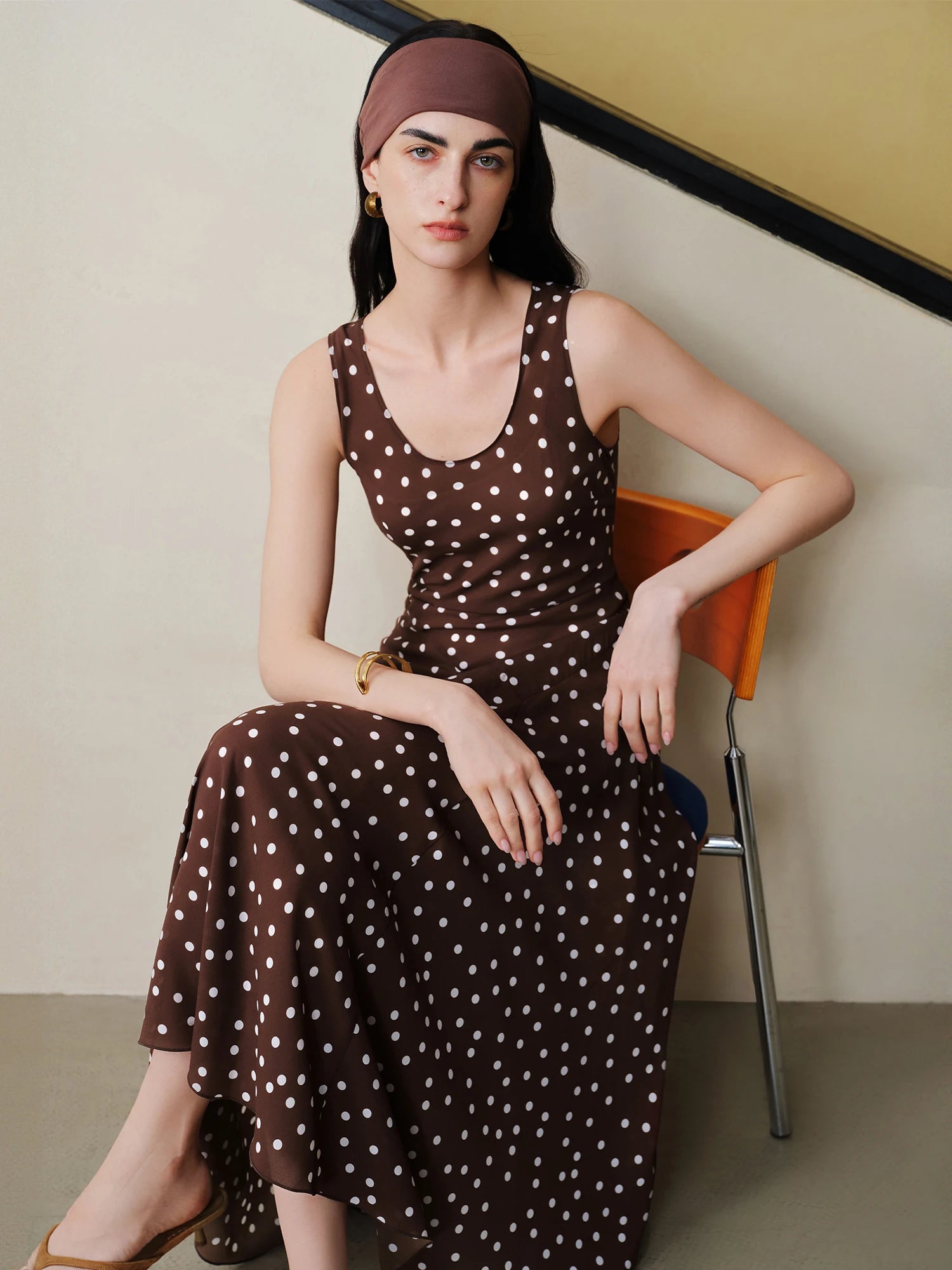 Polka Dot A-Line Midi Dress