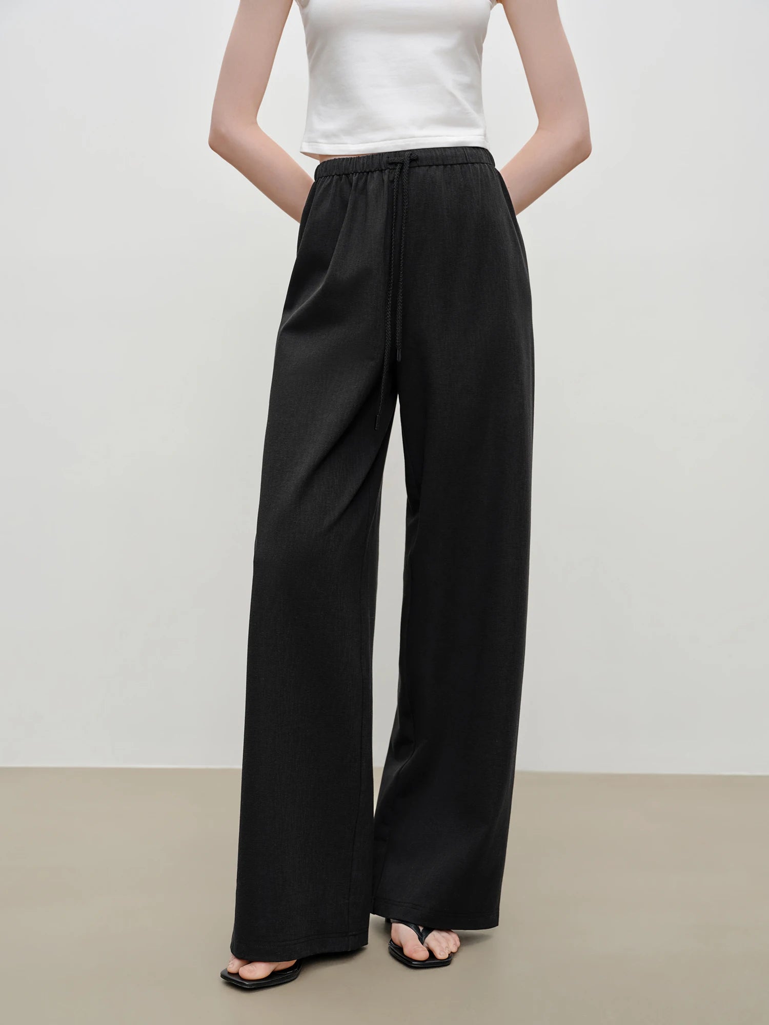 High-Waist Straight Leg Casual Pants