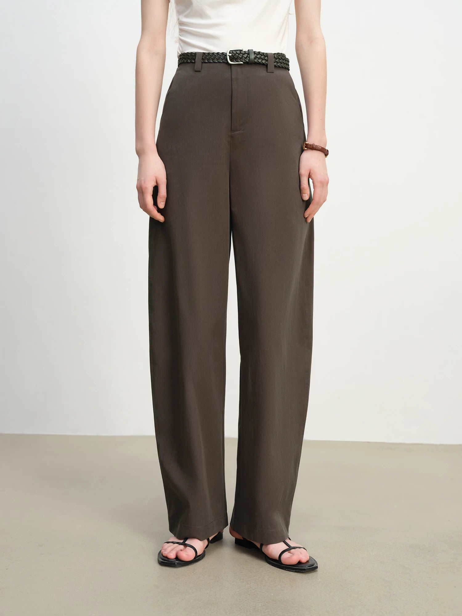High-Waist Straight Leg Cotton Lyocell Pants