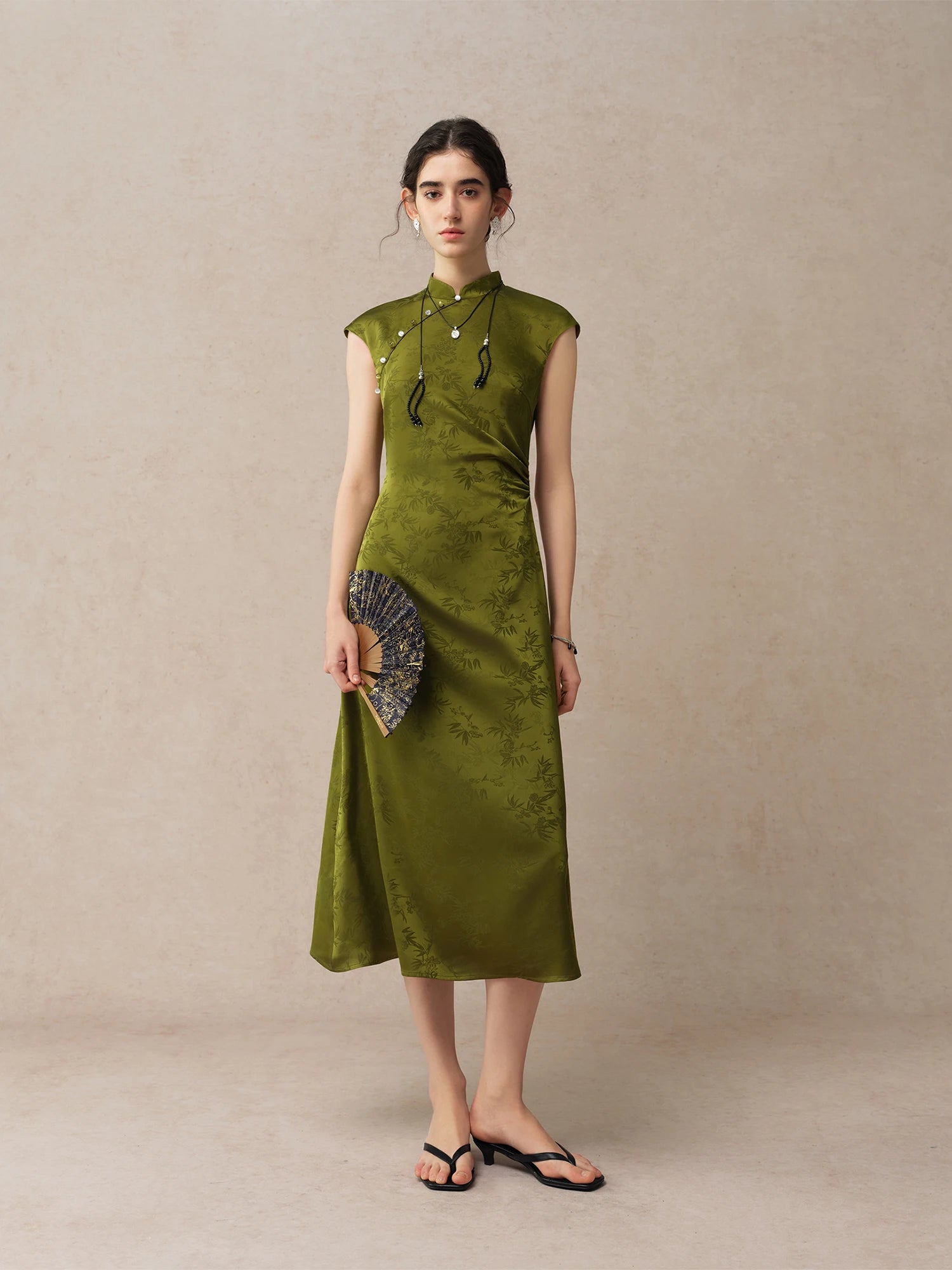 Stand Collar A-Line Mid-Calf Fashionable Summer Dress
