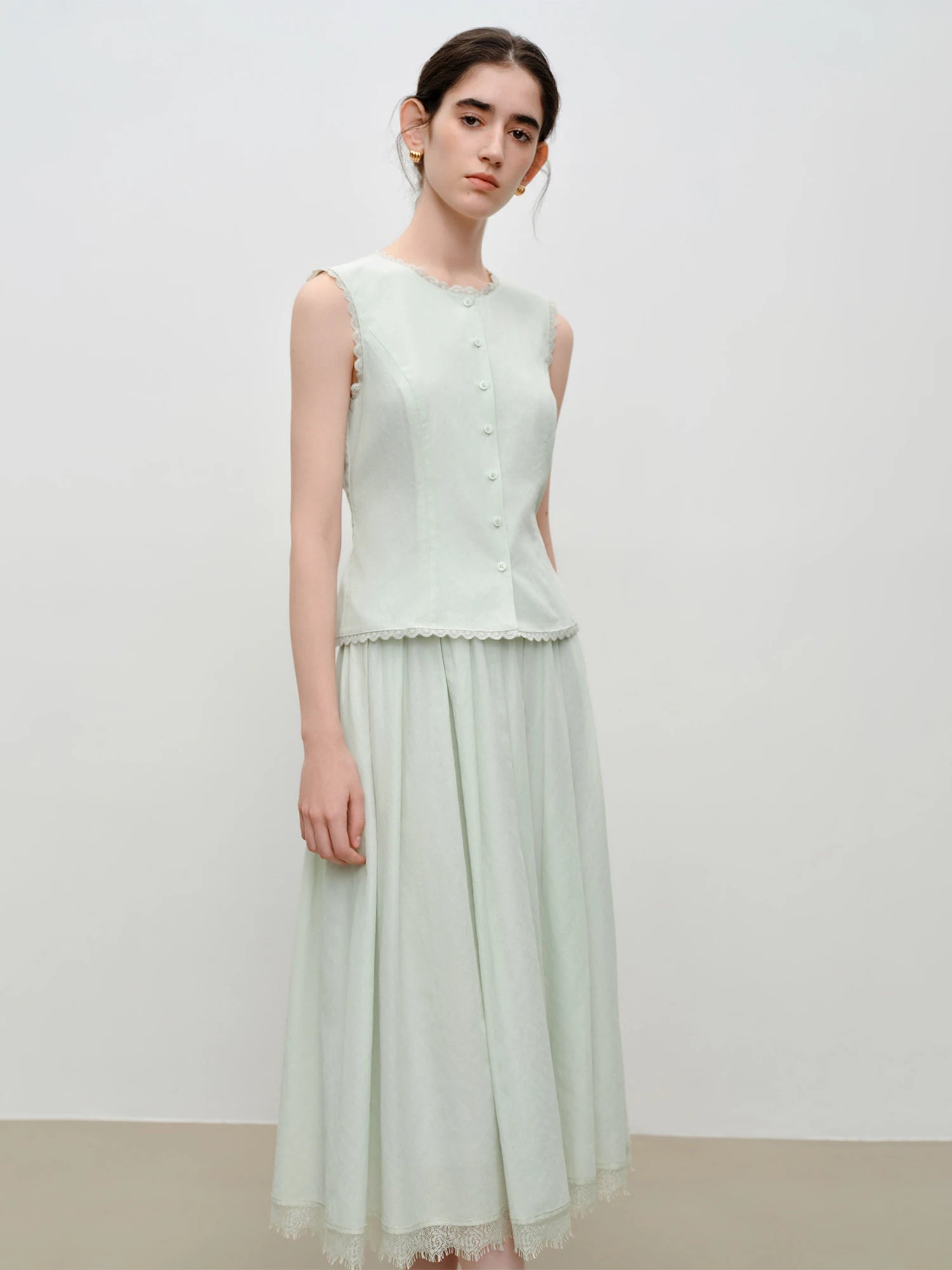 O-Neck Sleeveless A-Line Two-Piece Fashion Set