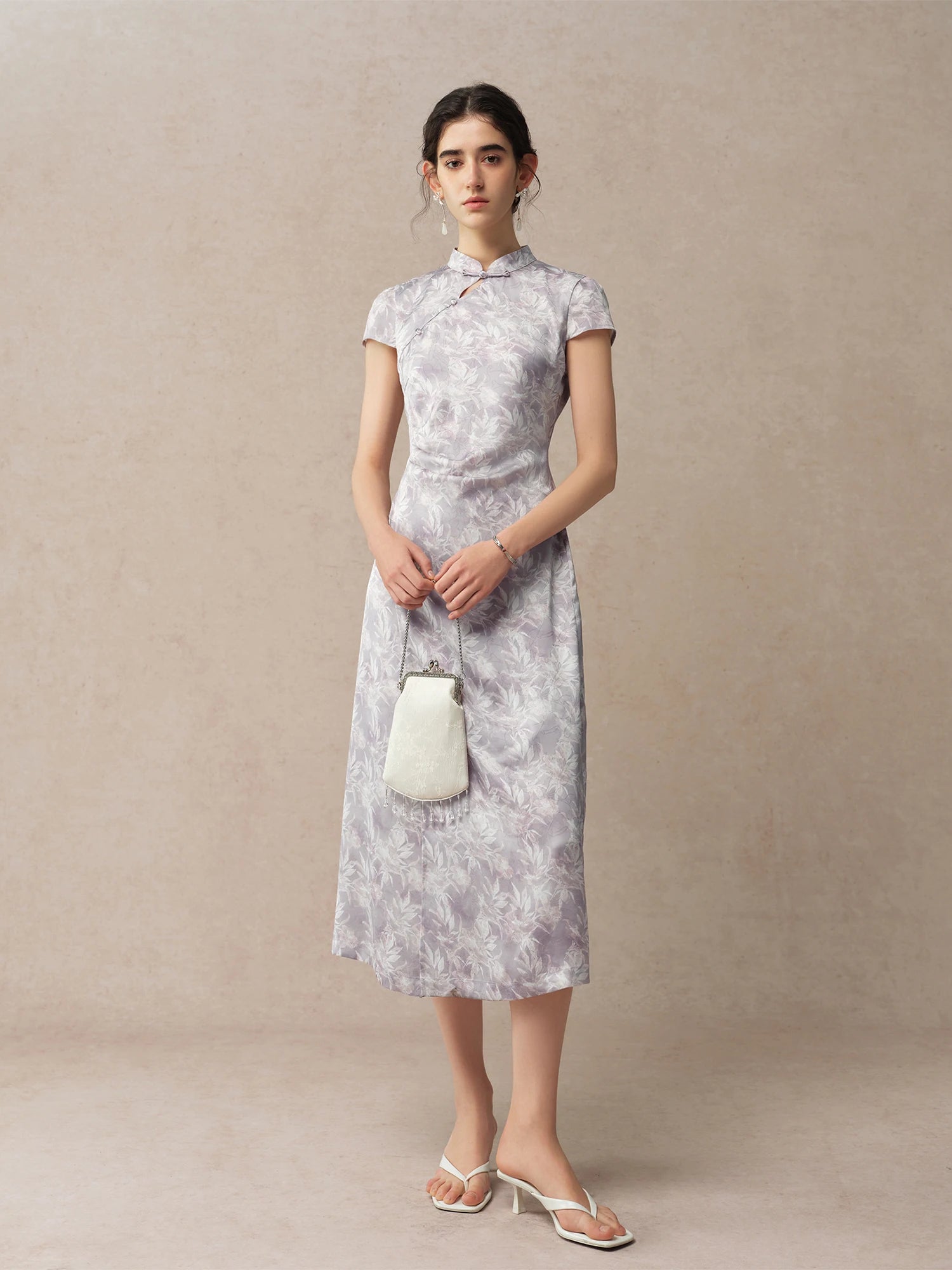 Stand Collar A-Line Mid-Calf Fashionable Summer Dress
