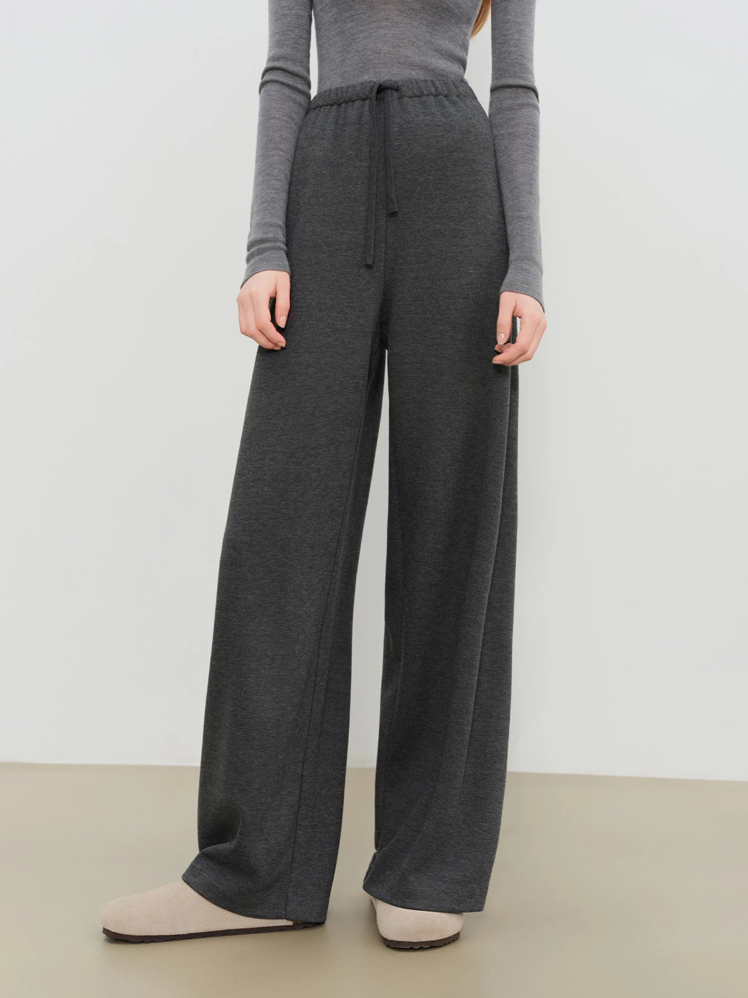 High-Waist Straight Floor-Length Casual Pants