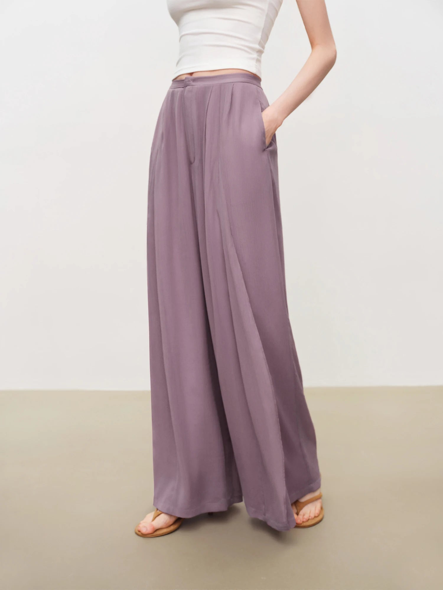 High-Waist Elastic Straight Full-Length Casual Pants Set