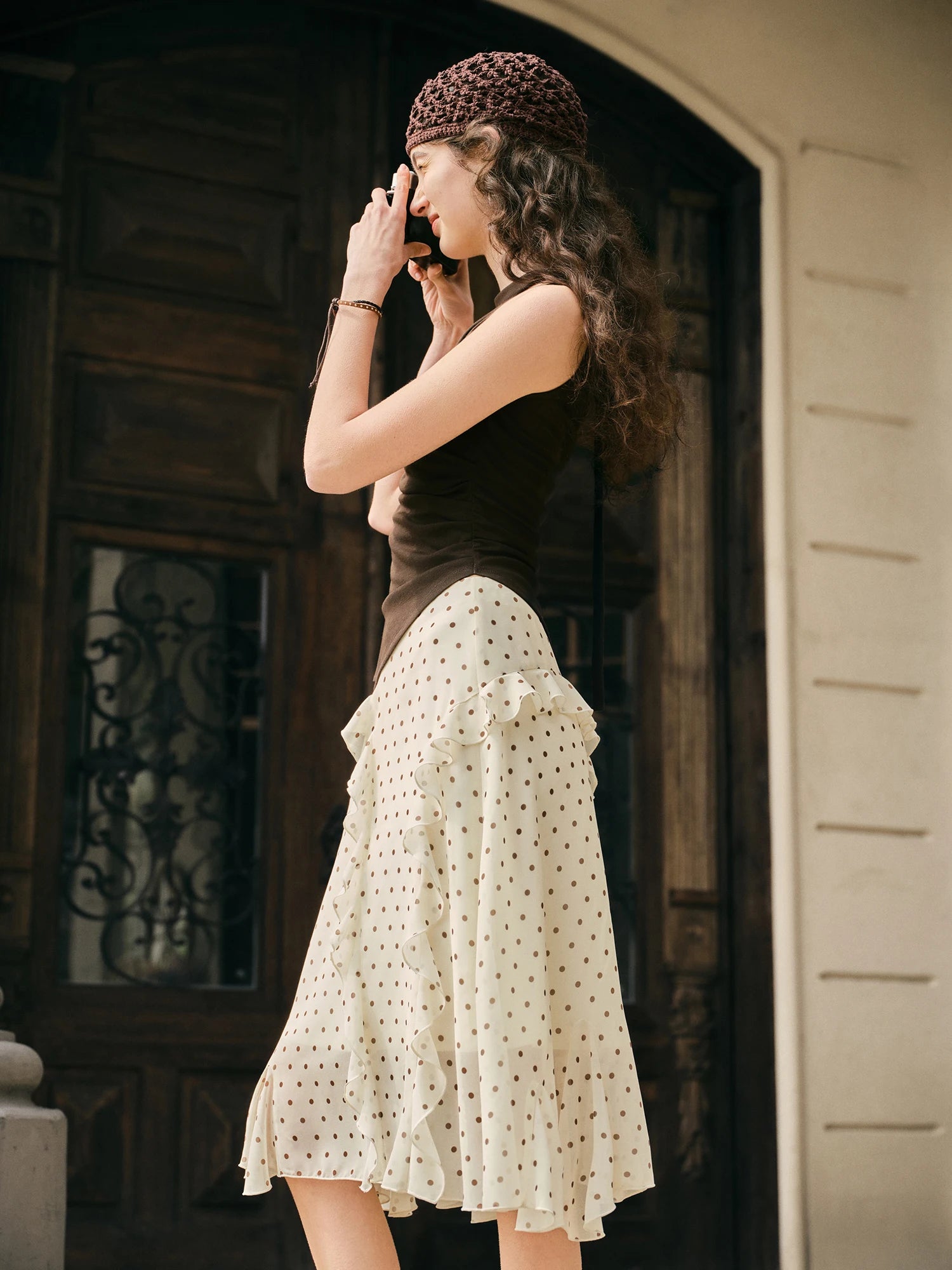 Polka Dot A-Line Knee-Length Dress