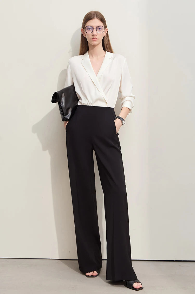 Loose Fit Wide Leg Twill Pants with Utility Details