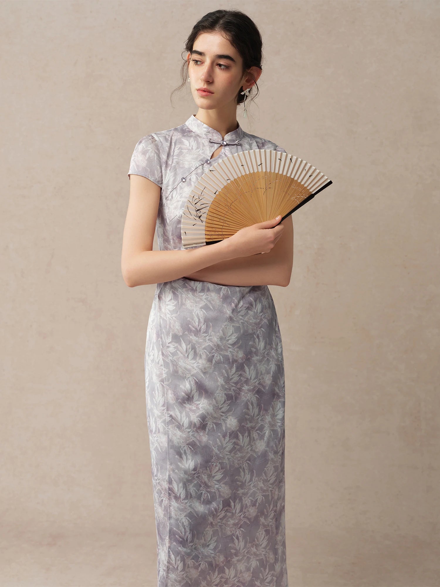 Stand Collar A-Line Mid-Calf Fashionable Summer Dress
