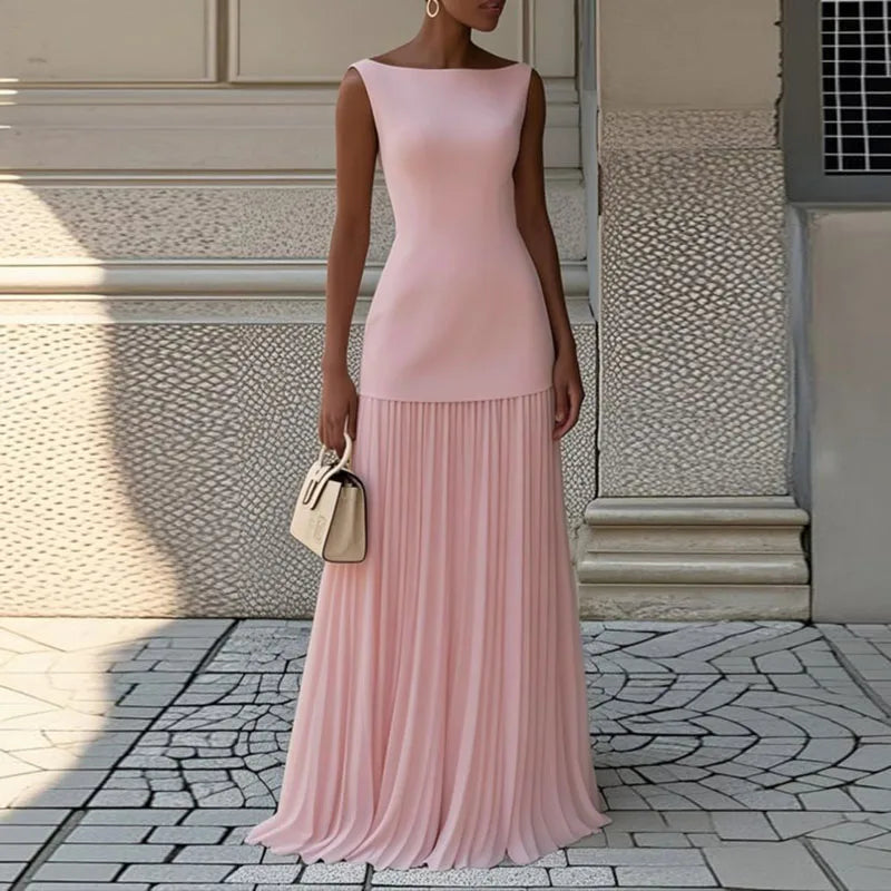 Slim O-Neck Floor-Length Two-Piece Party Set