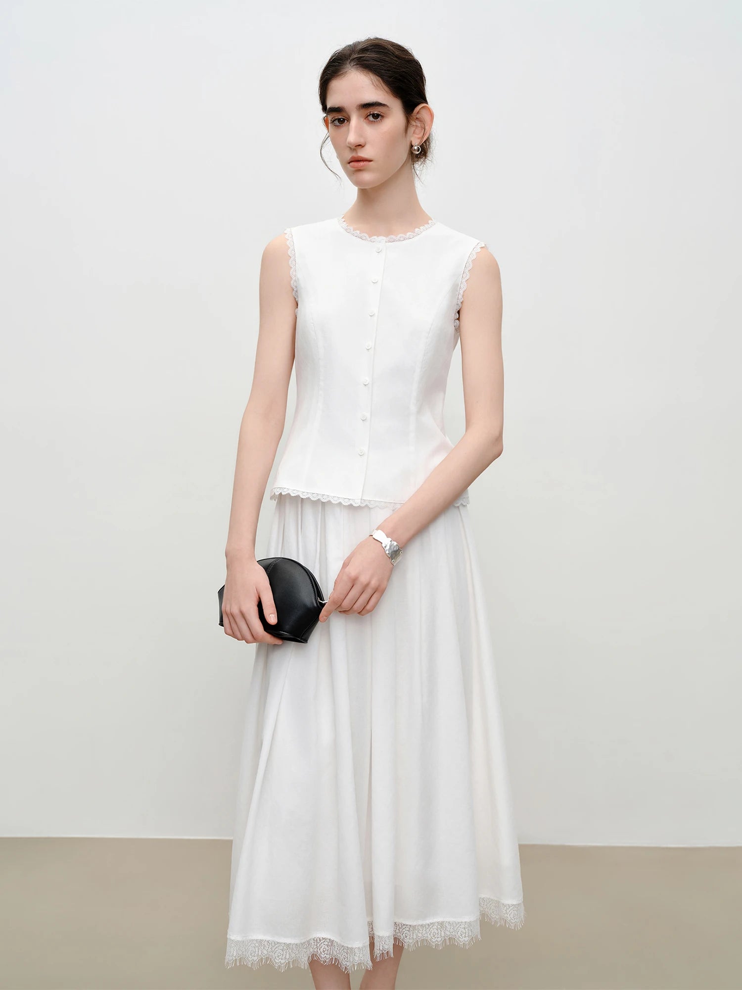 O-Neck Sleeveless A-Line Two-Piece Fashion Set