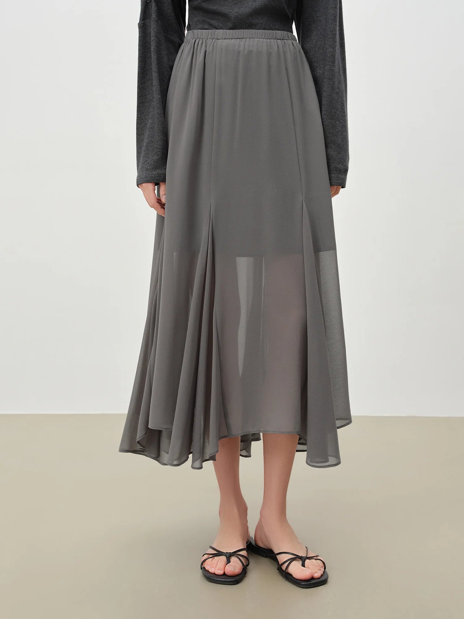 Mid-Calf A-Line Office Casual Skirt