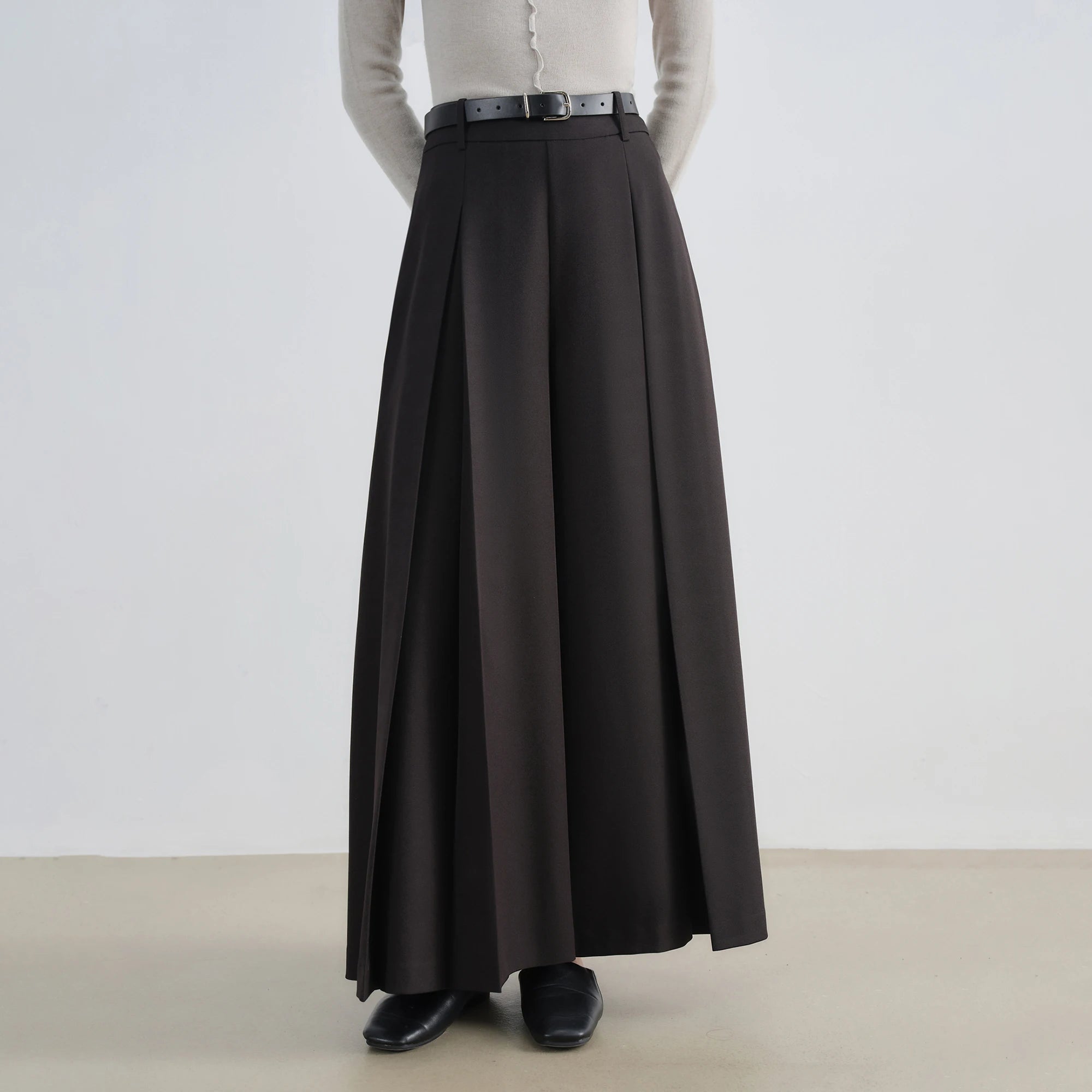 Elegant High-Waist Wide-Leg Skirt Pants