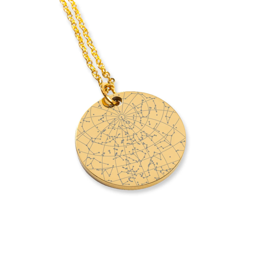 Star Map Necklace — Round, Gold