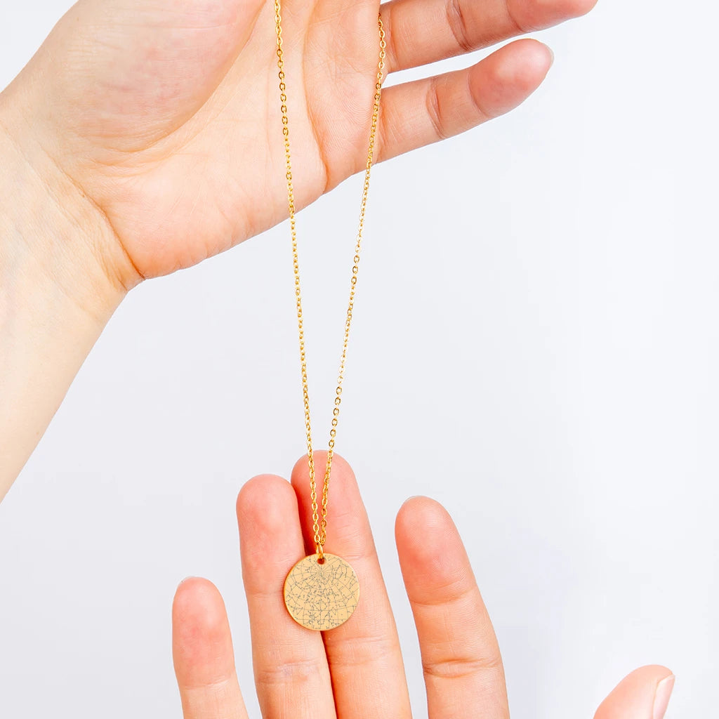 Star Map Necklace — Round, Gold