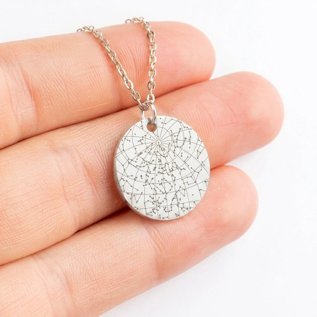 Star Map Necklace — Round, Steel