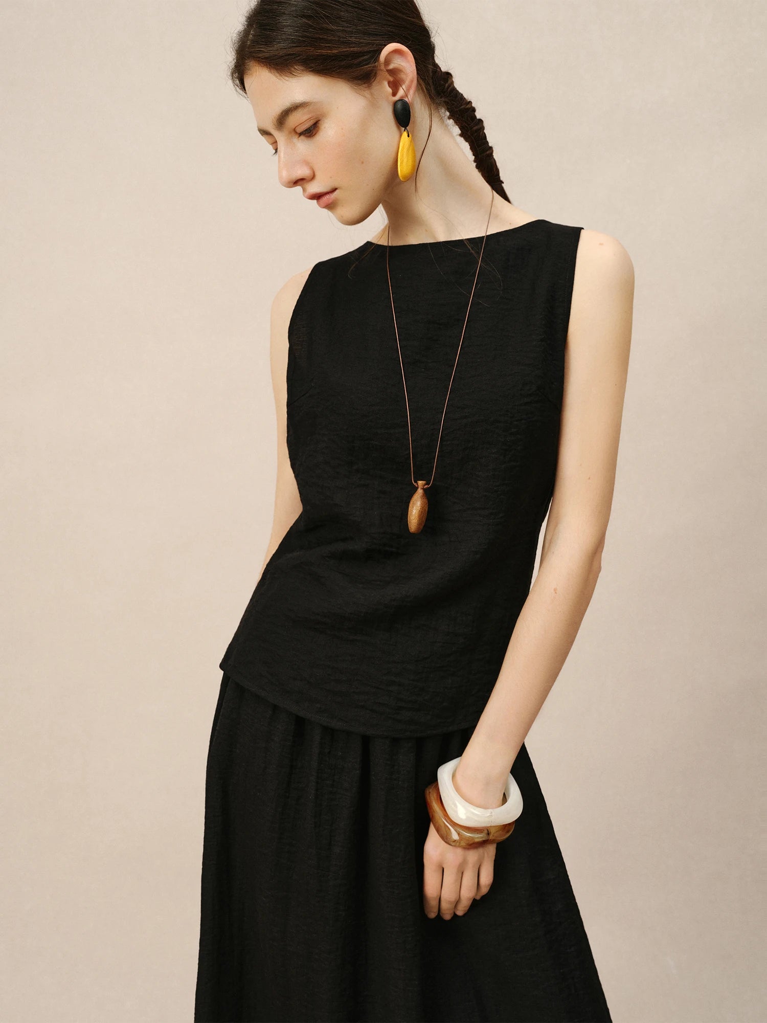 O-Neck Sleeveless A-Line Mid-Calf Casual Summer Set