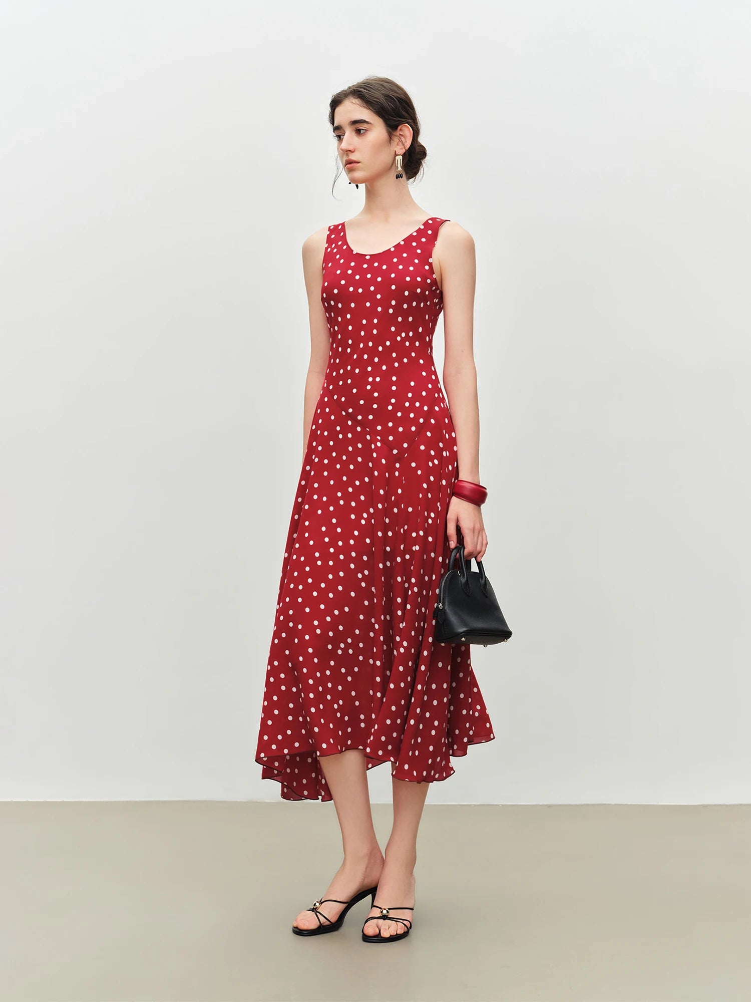 Polka Dot A-Line Midi Dress
