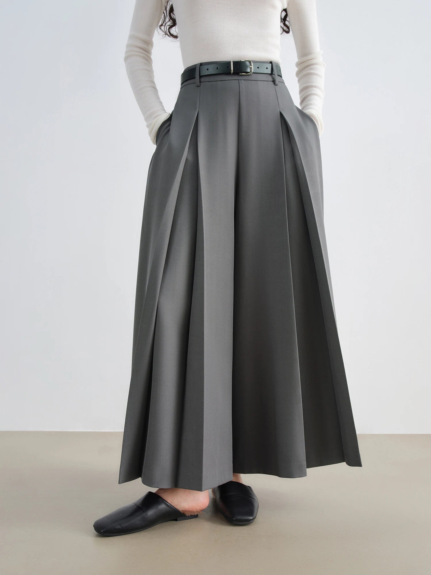 Elegant High-Waist Wide-Leg Skirt Pants
