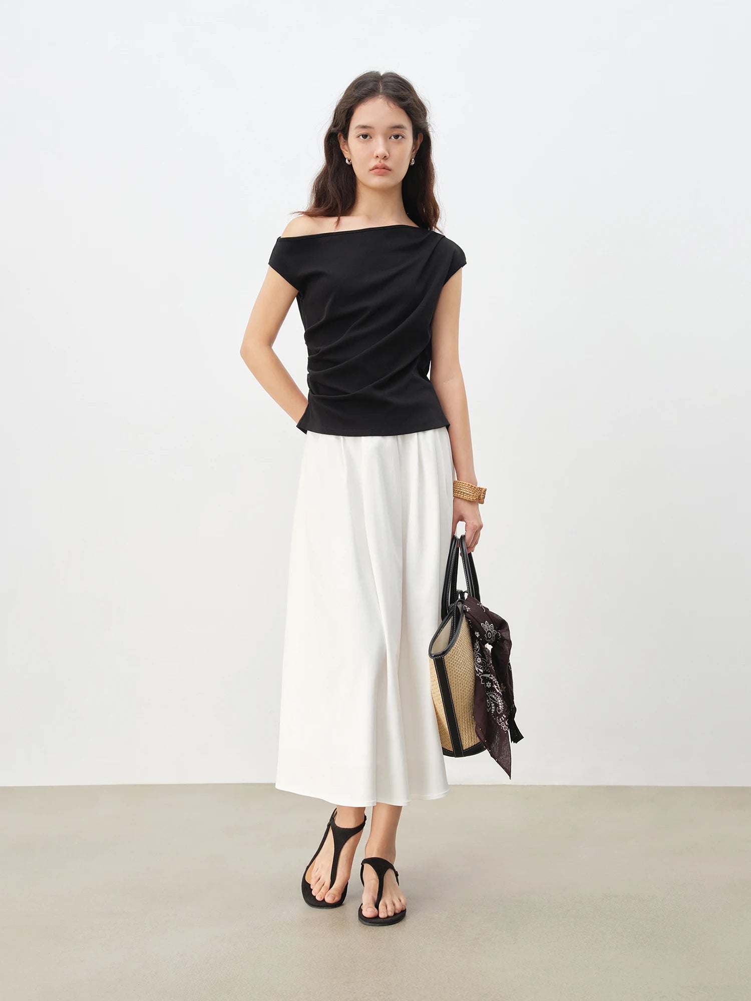 Skew Collar Slim Fit Cotton Stretch Casual Summer Tee