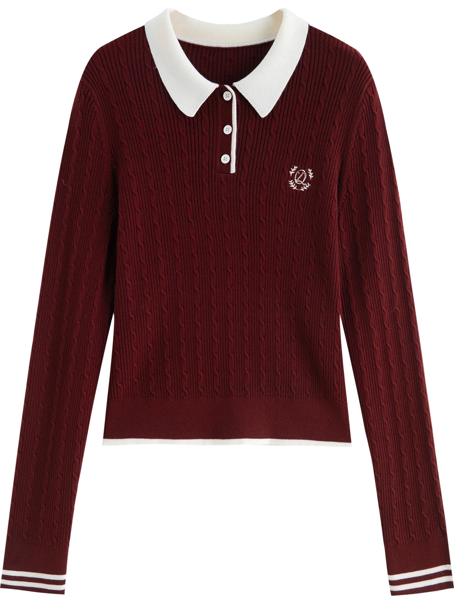 Structured Knit Polo Collar Button Top
