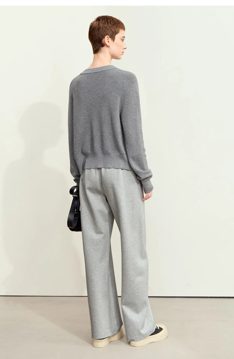 Wide Leg Pleated Drawstring Casual Pants