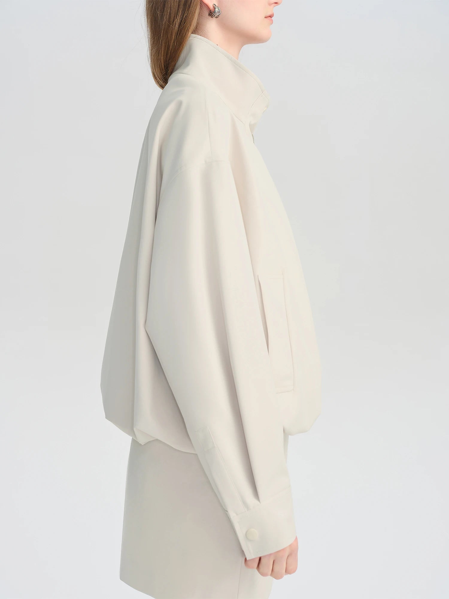 Turtleneck Slim Casual Zip-Detail Office Jacket