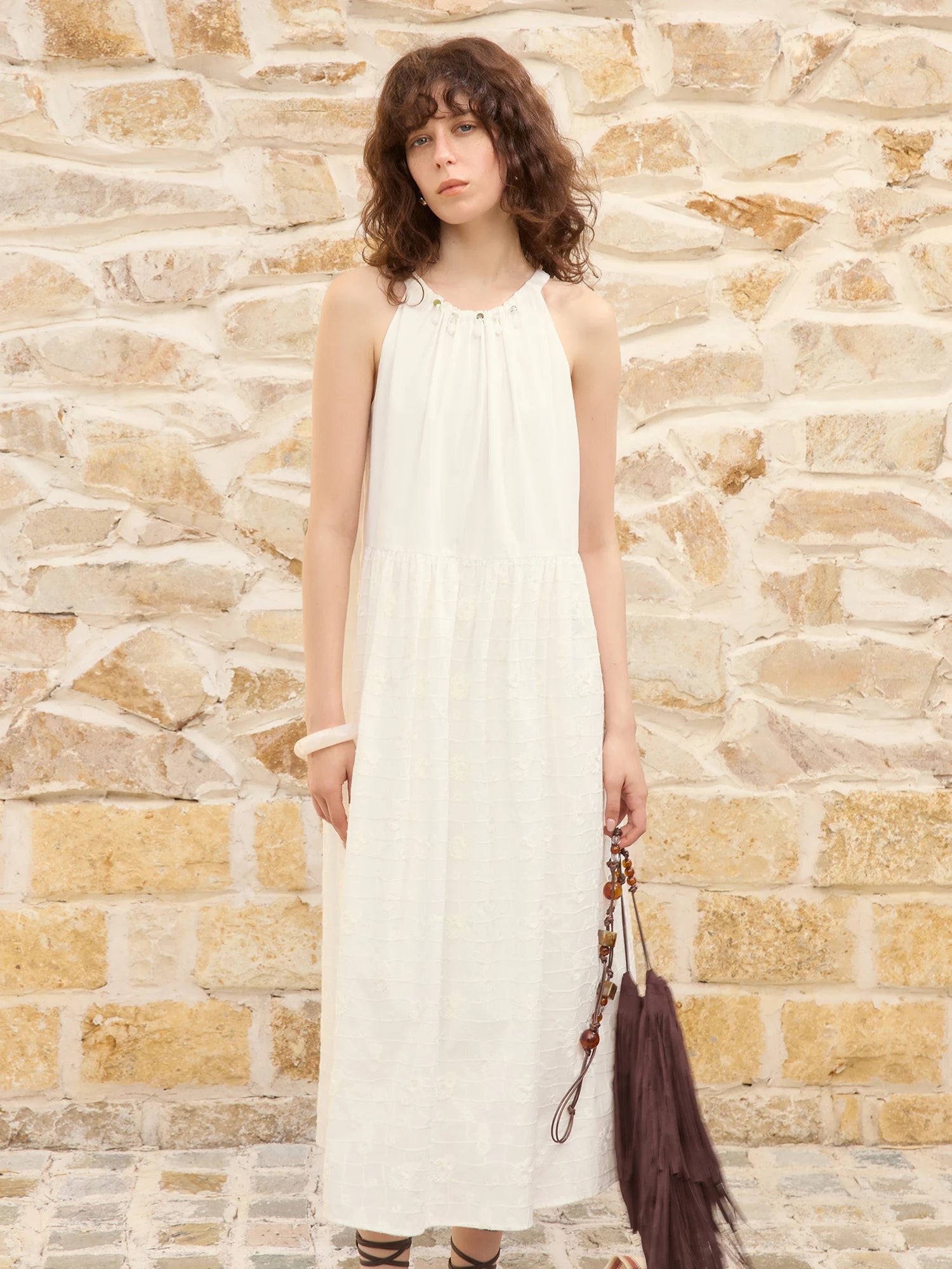 O-Neck Sleeveless Loose Cotton A-Line Mid-Calf Casual Dress