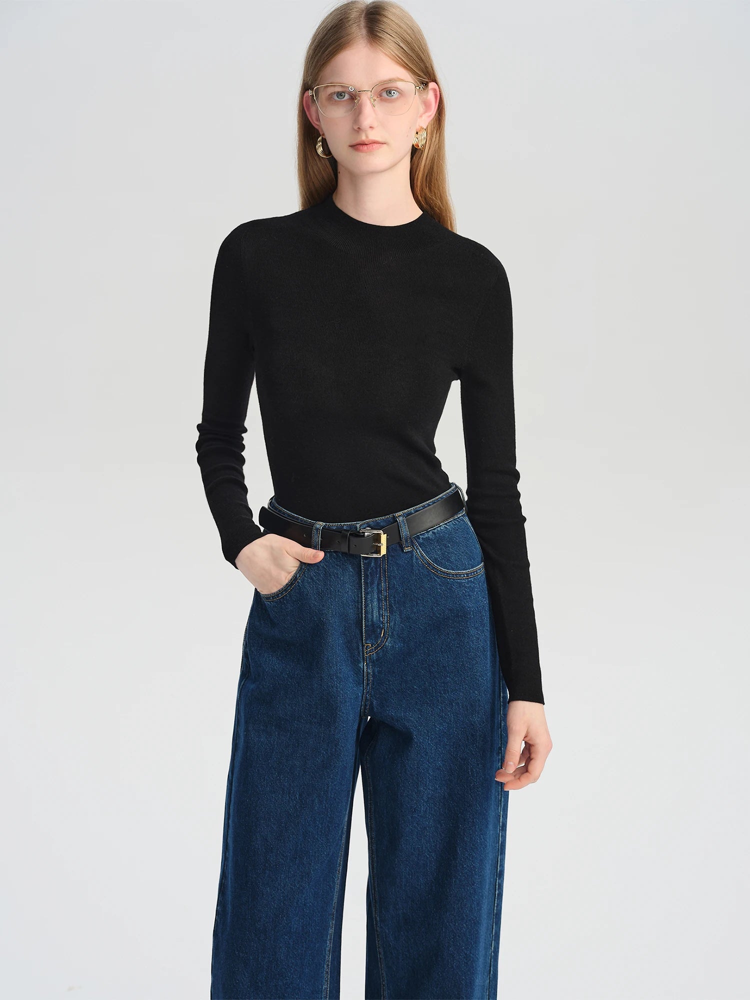 O-Neck Slim Fit 100% Sheep Wool Pullover Sweater Set
